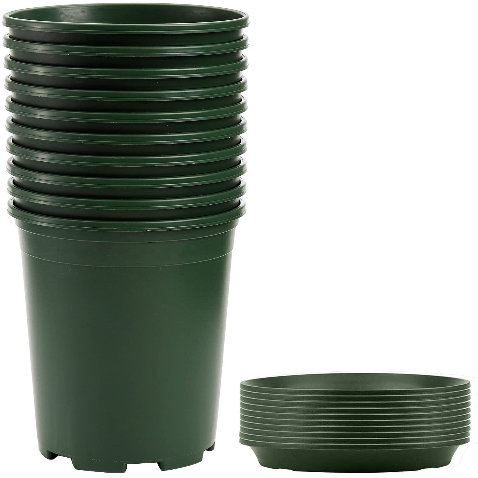 Fasmov 10Pcs 1 Gallon Durable Nursery Pot Garden Flower Pots Nursery Plant Container Kit With 10 Pcs Matching Pallets