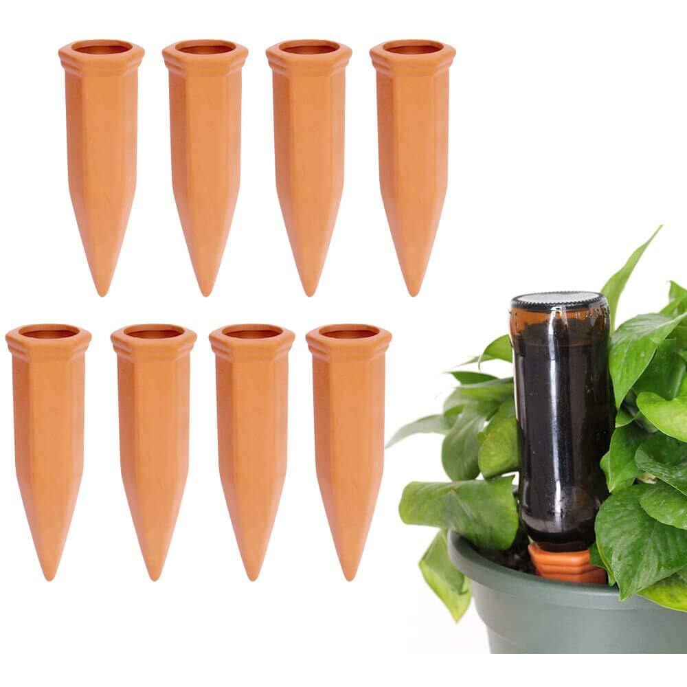 Vensovo 8Pcs Terracotta Watering Spikes - Automatic Self Watering Stakes, Plant Watering Devices For Wine Bottles Recycled Bottles, Clay Plant Garden Waterers For Vacations