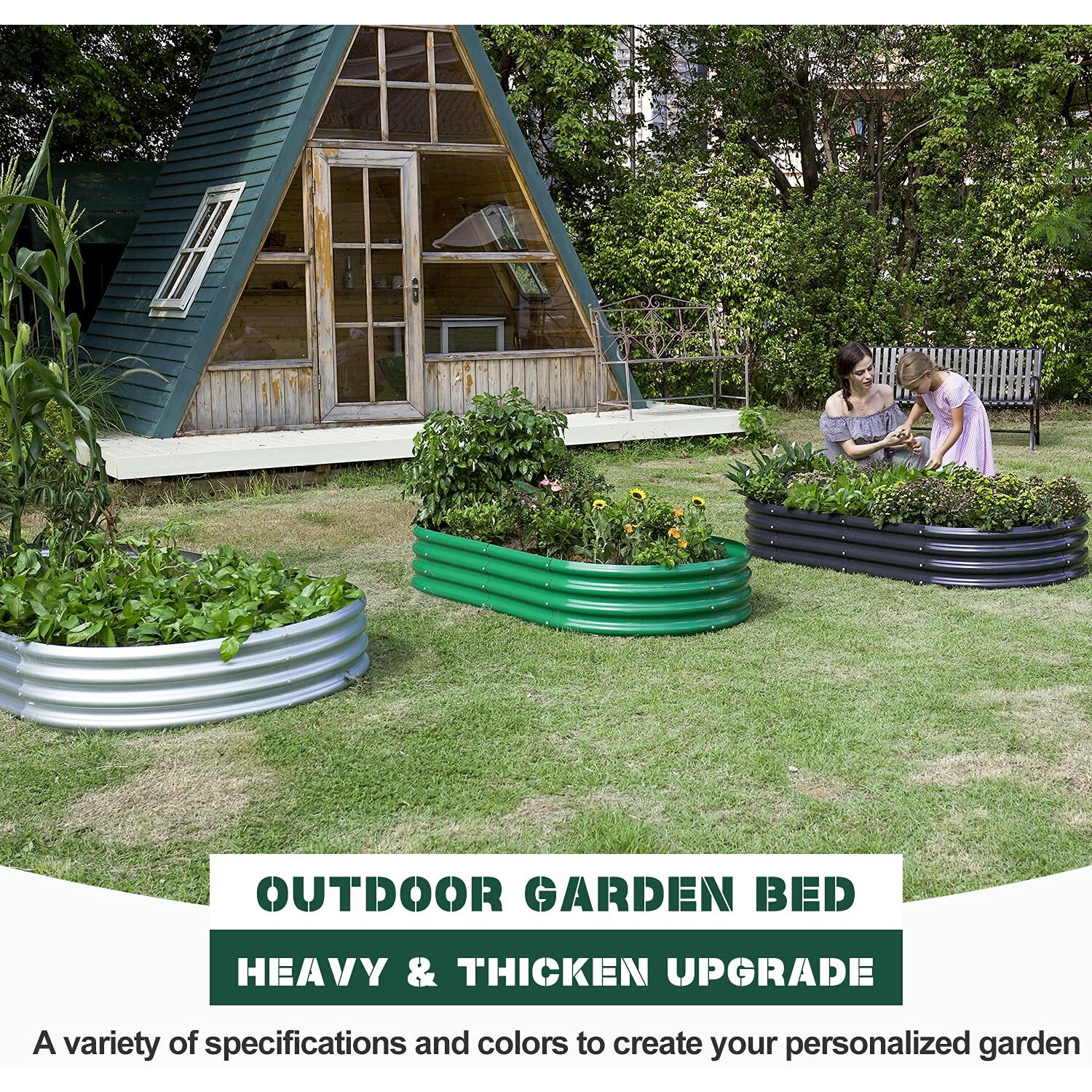 Land Guard 2Pcs Galvanized Steel Raised Garden Bed,8 X 4 X 1 Ft Large Metal Raised Planter Beds, Aluminum Raised Garden Bed For Vegetables, 8 X 4 X 1Ft(2Pcs)