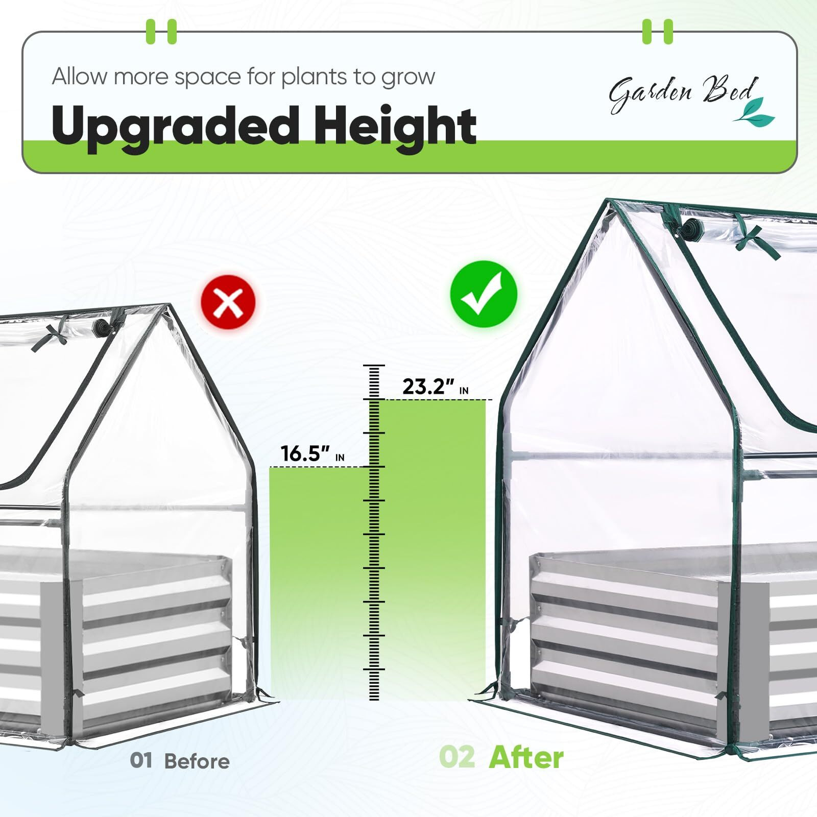 Quictent Raised Garden Bed With Cover Outdoor Galvanized Steel Planter Box Kit With Greenhouse Large Zipper Window Dual Use, 20Pcs T-Type Tags & 1 Pair Of Gloves Included 4X2.6X1 Ft, Clear