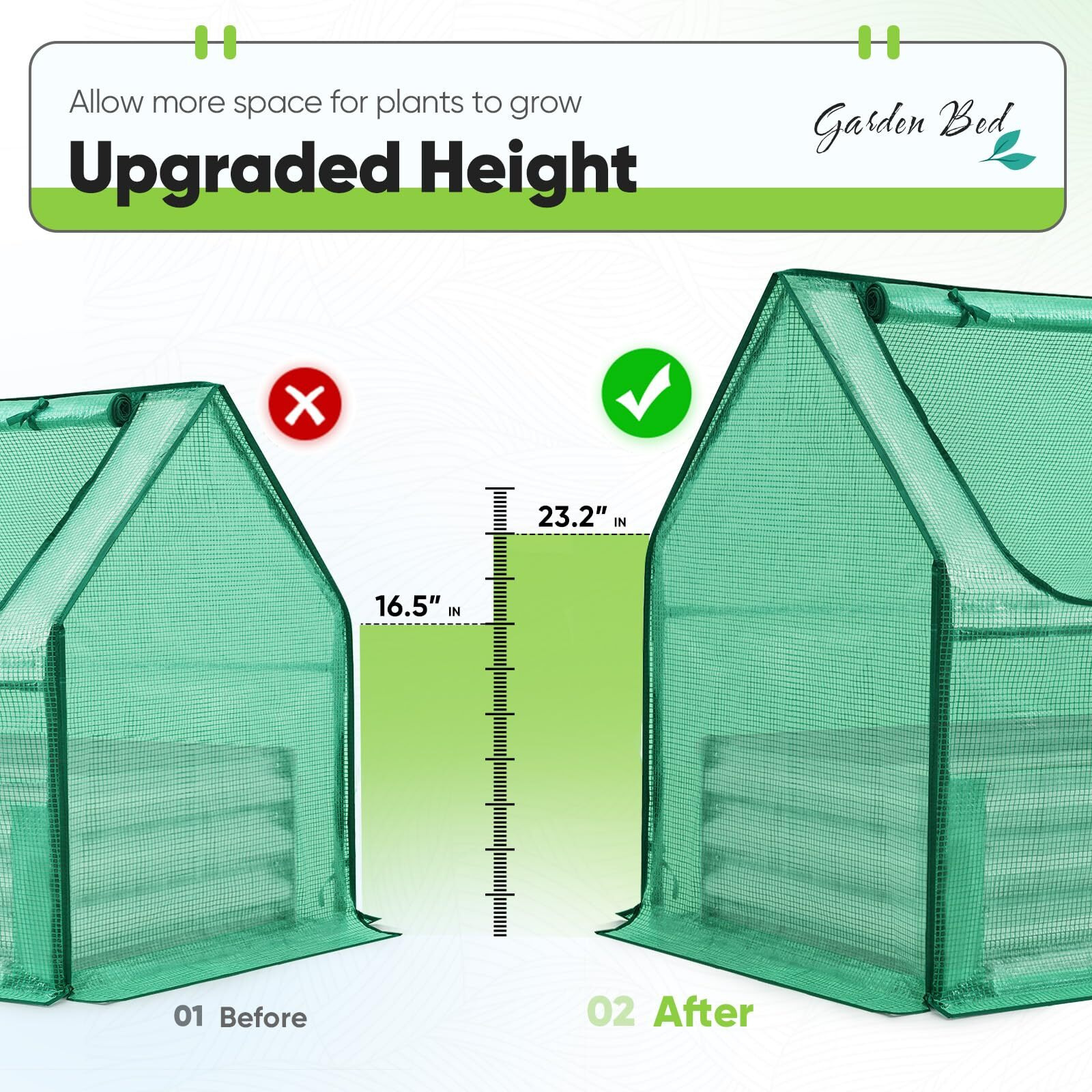 Quictent Raised Garden Bed With Cover Outdoor Galvanized Steel Planter Box Kit With Greenhouse Large Zipper Window Dual Use, 20Pcs T-Type Tags & 1 Pair Of Gloves Included 4X2.6X1 Ft (Green)