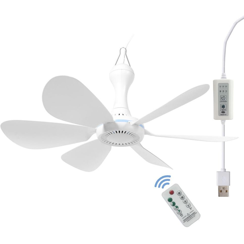 Mengnessly Usb Mini Small Ceiling Fan Quiet Camping Rv Fans Timing,Speed,Remote Emergency Portable Outdoor Hanging Gazebo Canopy Dorm Fans Silent For Grow Tent,Hiking,Outages Usb Ceiling Fan Home Room With Remote Battery Operated,Power Bank Powered