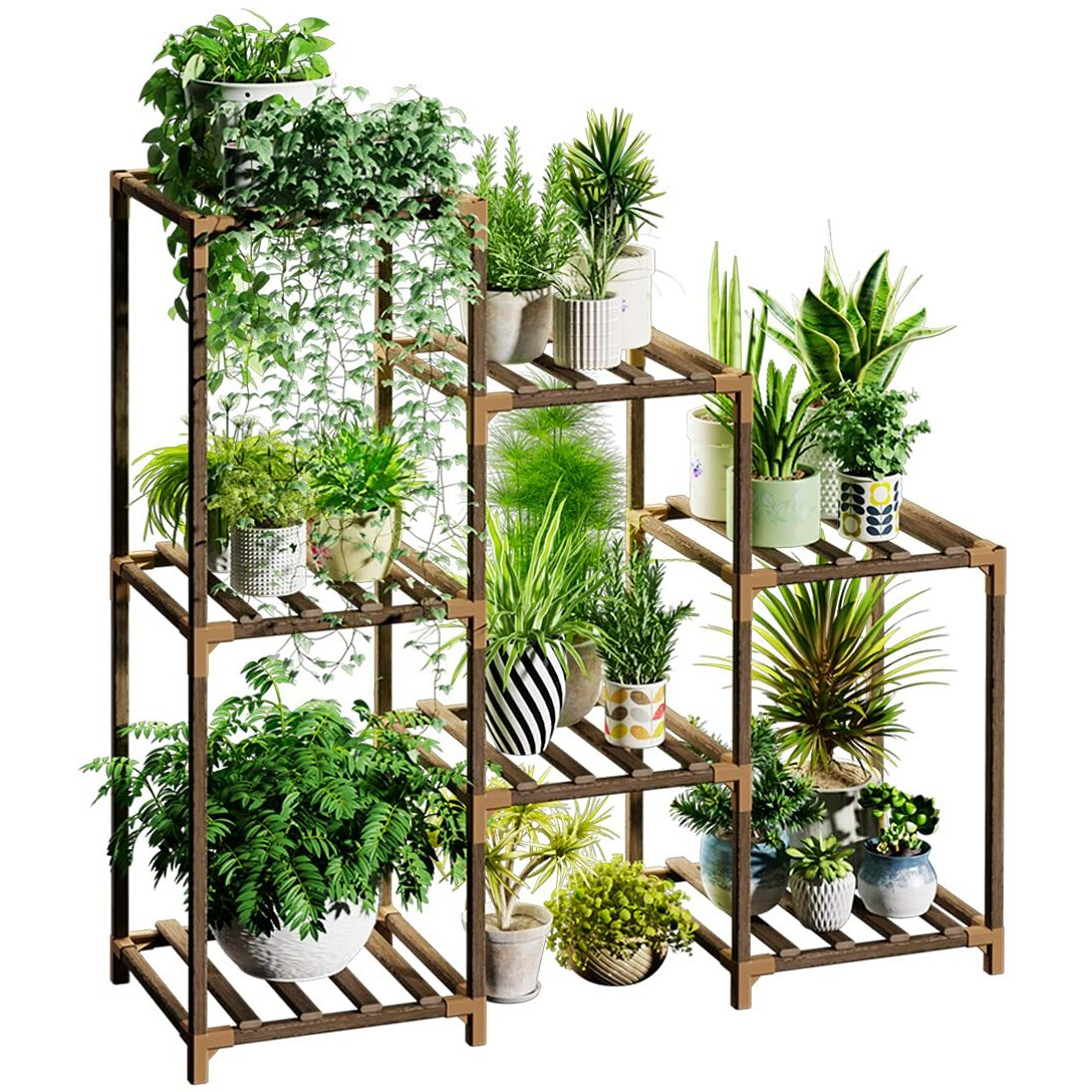 Bamworld Plant Stand Indoor Plant Stands Wood Outdoor Tiered Plant Shelf For Multiple Plants 3 Tiers 7 Potted Ladder Plant Holder Table Plant Pot Stand For Window Garden Balcony Living Room Gifts For Christmas