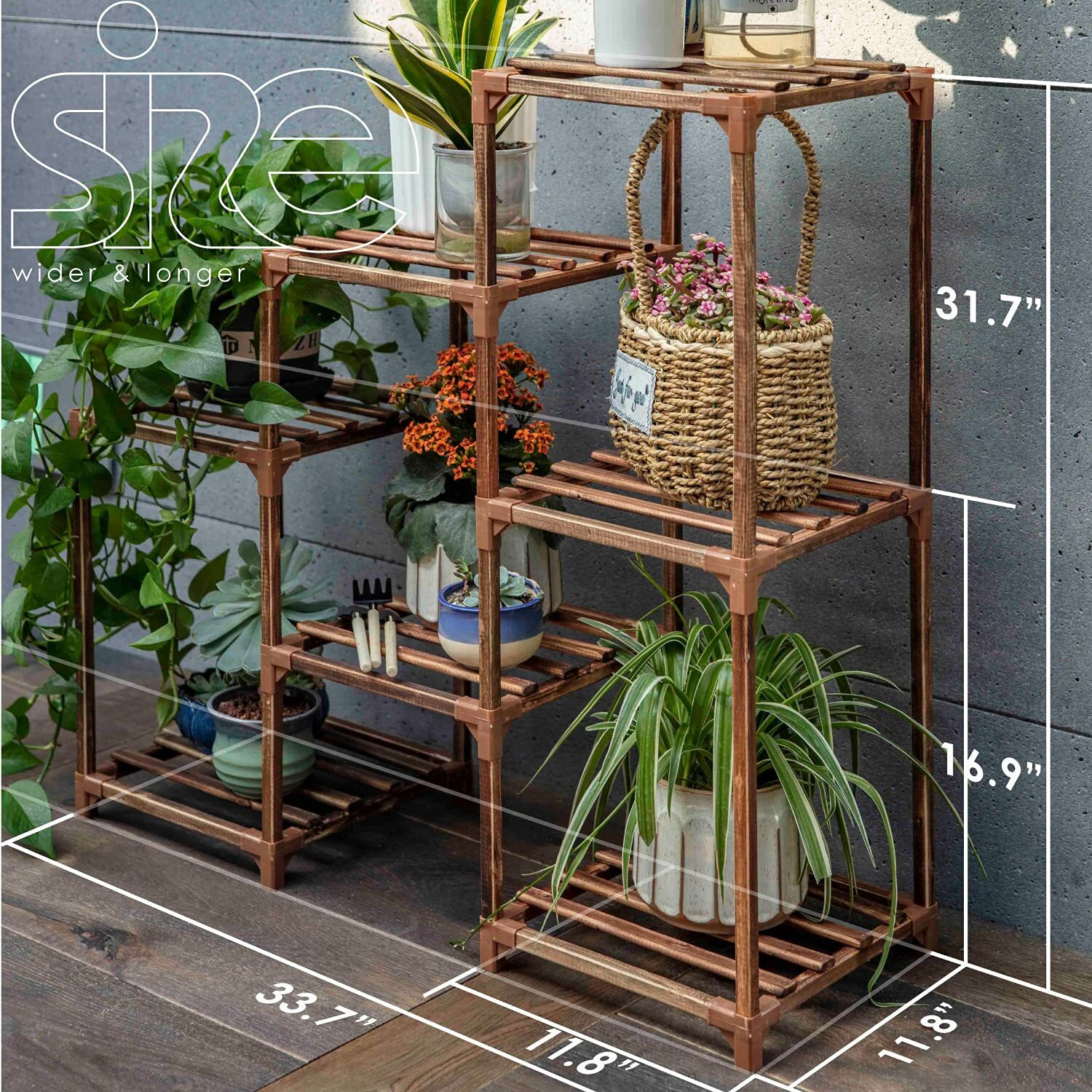 Bamworld Plant Stand Indoor Plant Stands Wood Outdoor Tiered Plant Shelf For Multiple Plants 3 Tiers 7 Potted Ladder Plant Holder Table Plant Pot Stand For Window Garden Balcony Living Room Gifts For Christmas