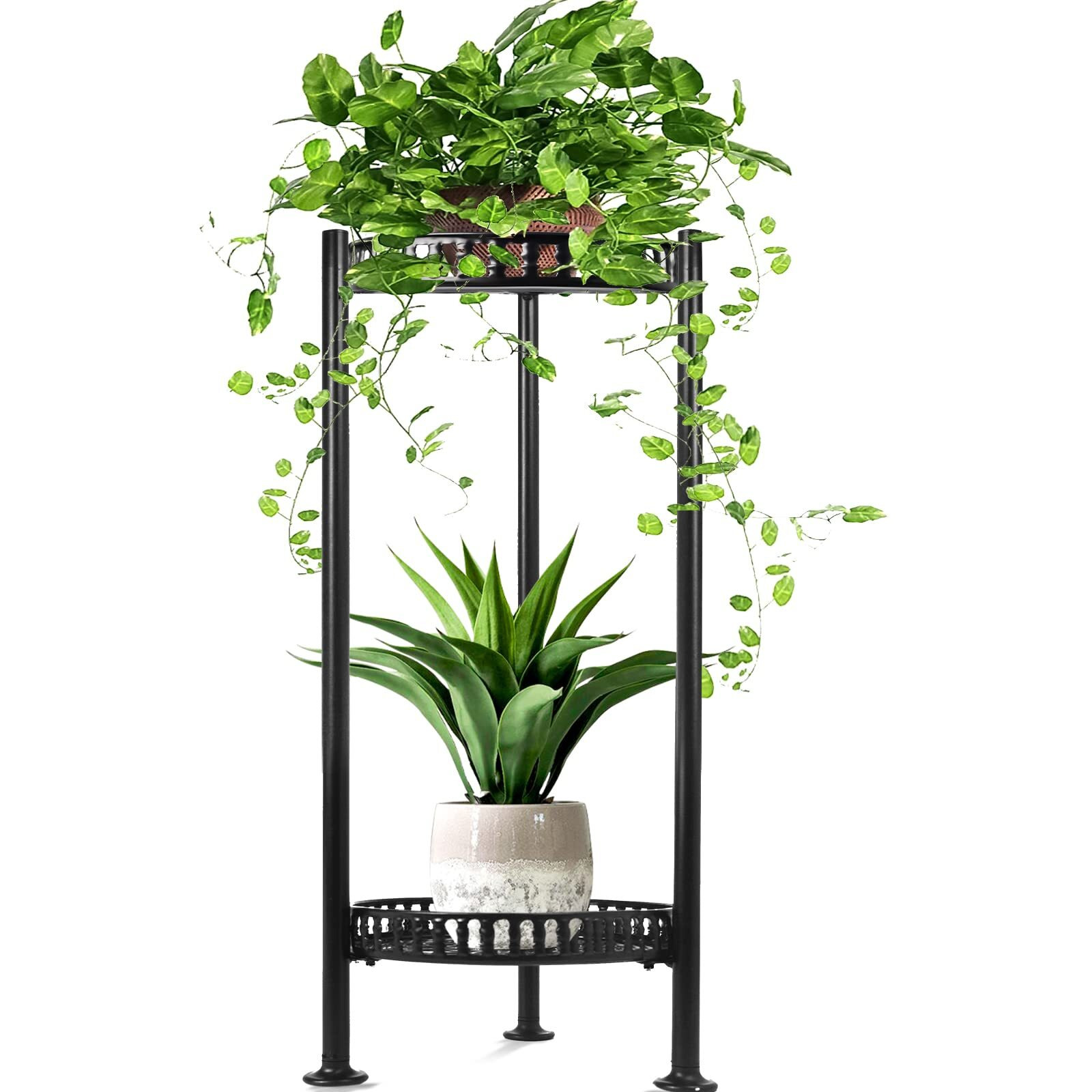 Plant Stand Indoor Outdoor, 30'' Tall Plant Stand, 2 Tier Metal Planter Stand, Rustproof Heavy Duty Plant Stand Flower Pot Holder For Living Room, Corner, Deck