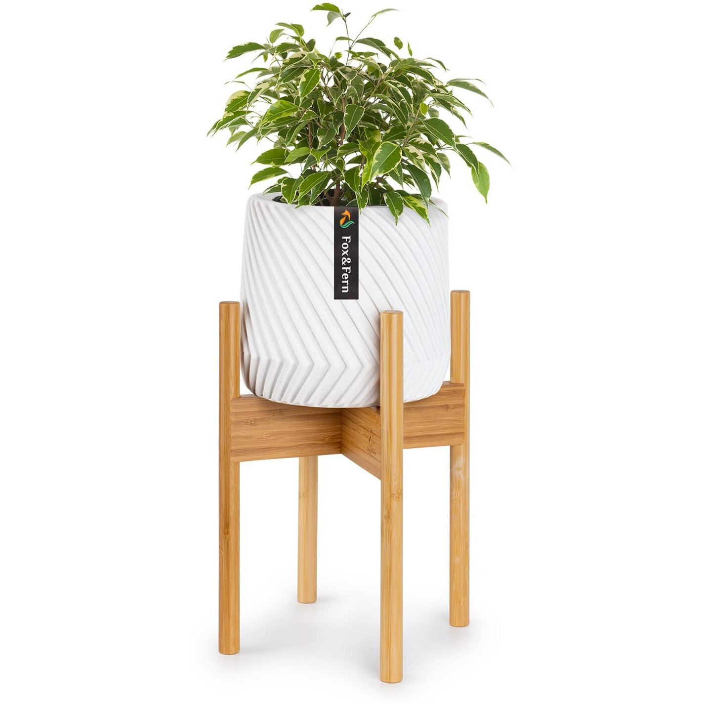 Fox & Fern Mid Century Modern Plant Stand, Plant Stand Indoor, Indoor Plant Stand, Plant Stands For Indoor Plants, Plant Holder, Corner Plant Stand - Excluding Plant Pot - Acacia Wood - Fits 8"" Pot