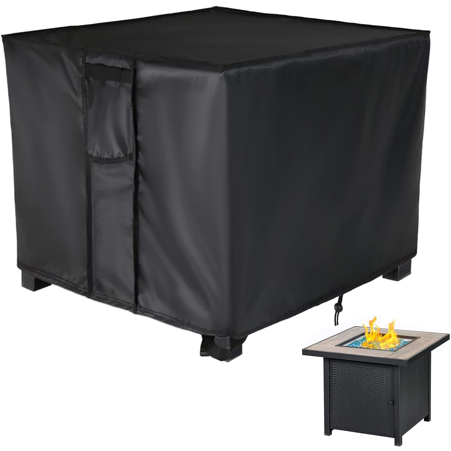 Rilime Fire Pit Cover,30 Inch Square Firepit Covers 30X30 For Outdoor Gas Fireplace,Fire Pit Table Covers Square - 30X30X25 Inch