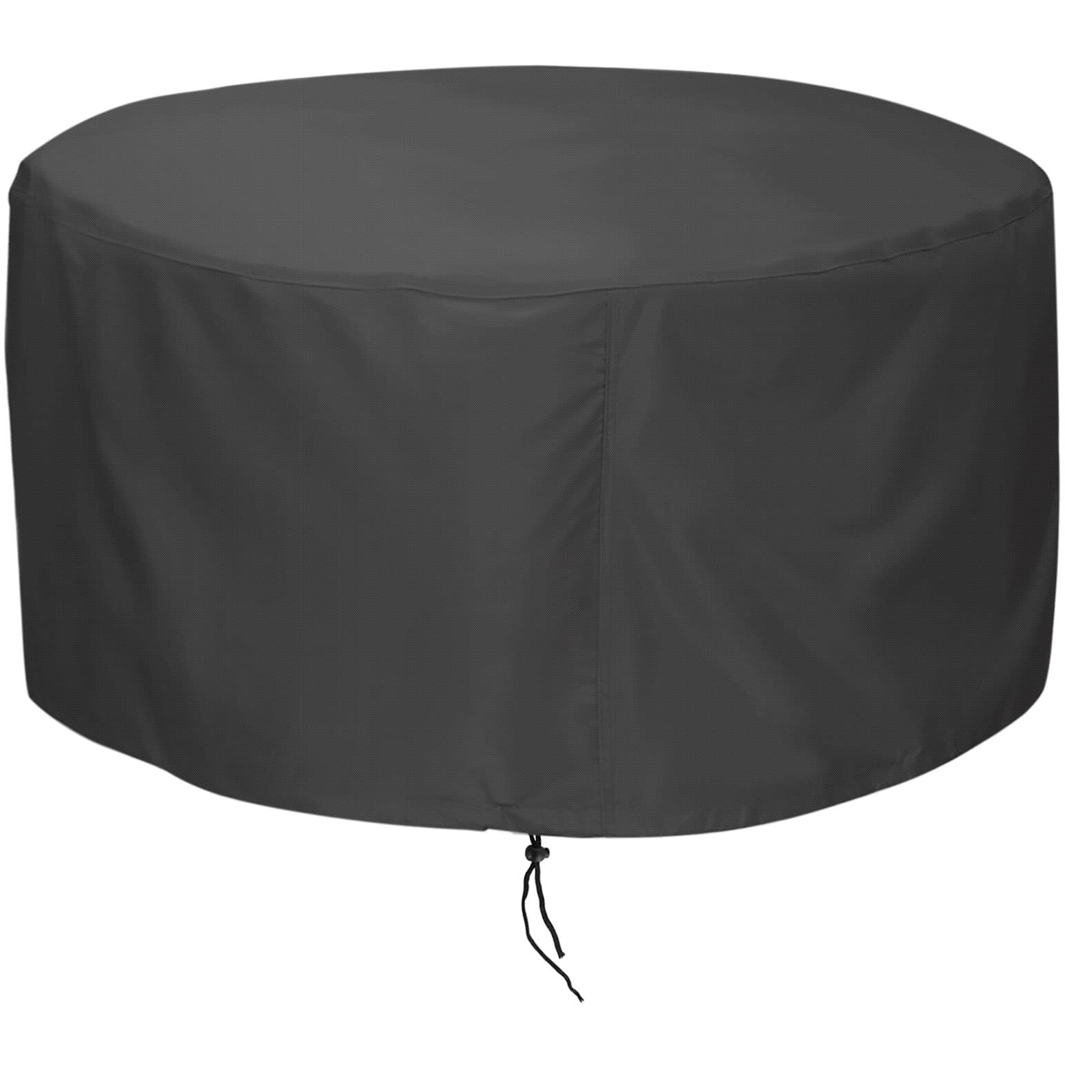 Lbting Fire Pit Cover, 48 Inch Cover For 40-48 Inch Round Firepit, Waterproof Windproof Dustproof Uv-Resistant Heavy Duty Cover For Outdoor Patio Firepit Table - Black