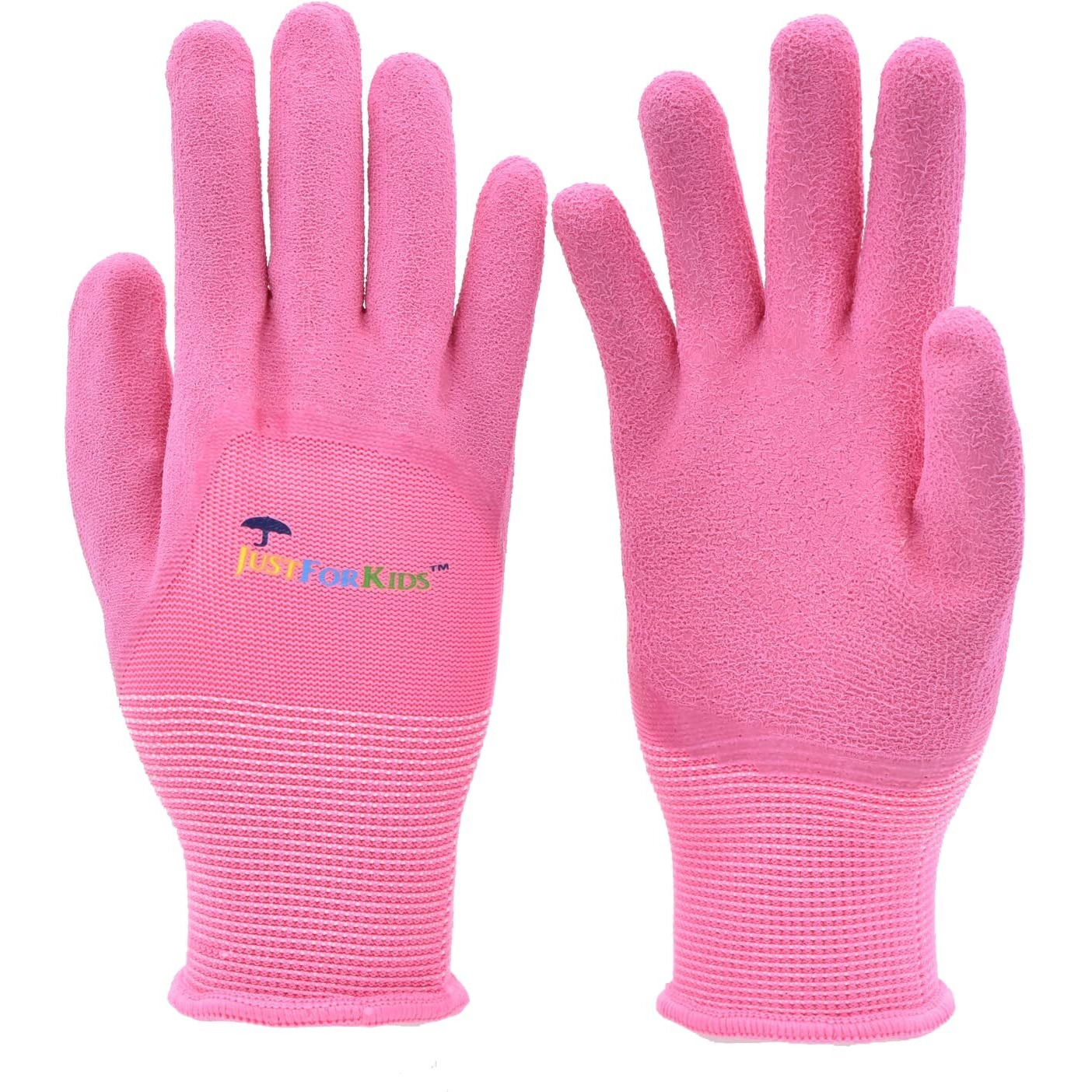 G & F Products 2040P 3 Pair Pack Justforkids Premium Microfoam Texture Coated Kids Garden Gloves, Kids Work Gloves, Pink