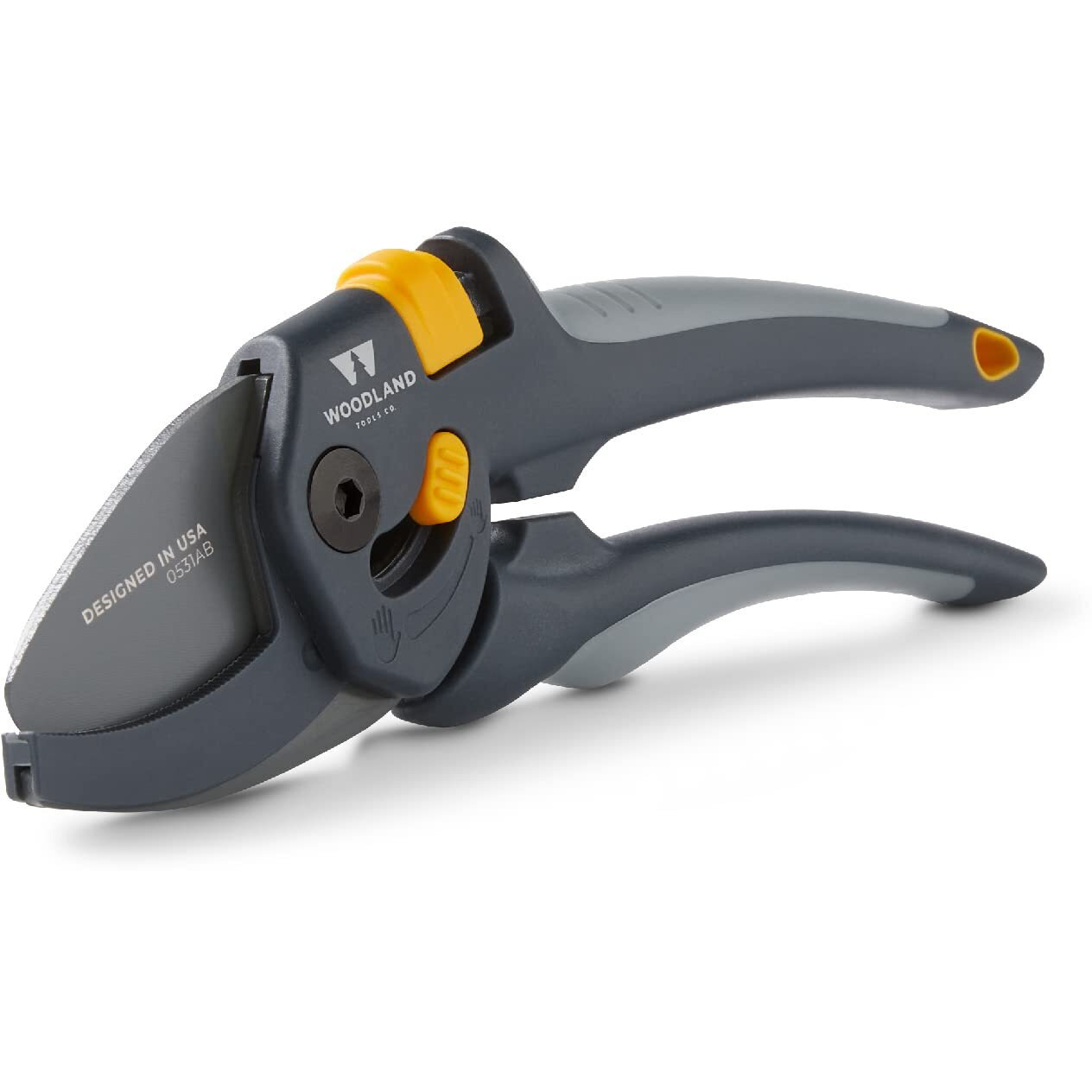 Woodland Tools Co. Heavy Duty Adjustable Anvil Pruning Shears, Gardening Hand Pruner, Stem Cutter, Branch Trimmer, For Dry Dead Growth (05-2004-100)