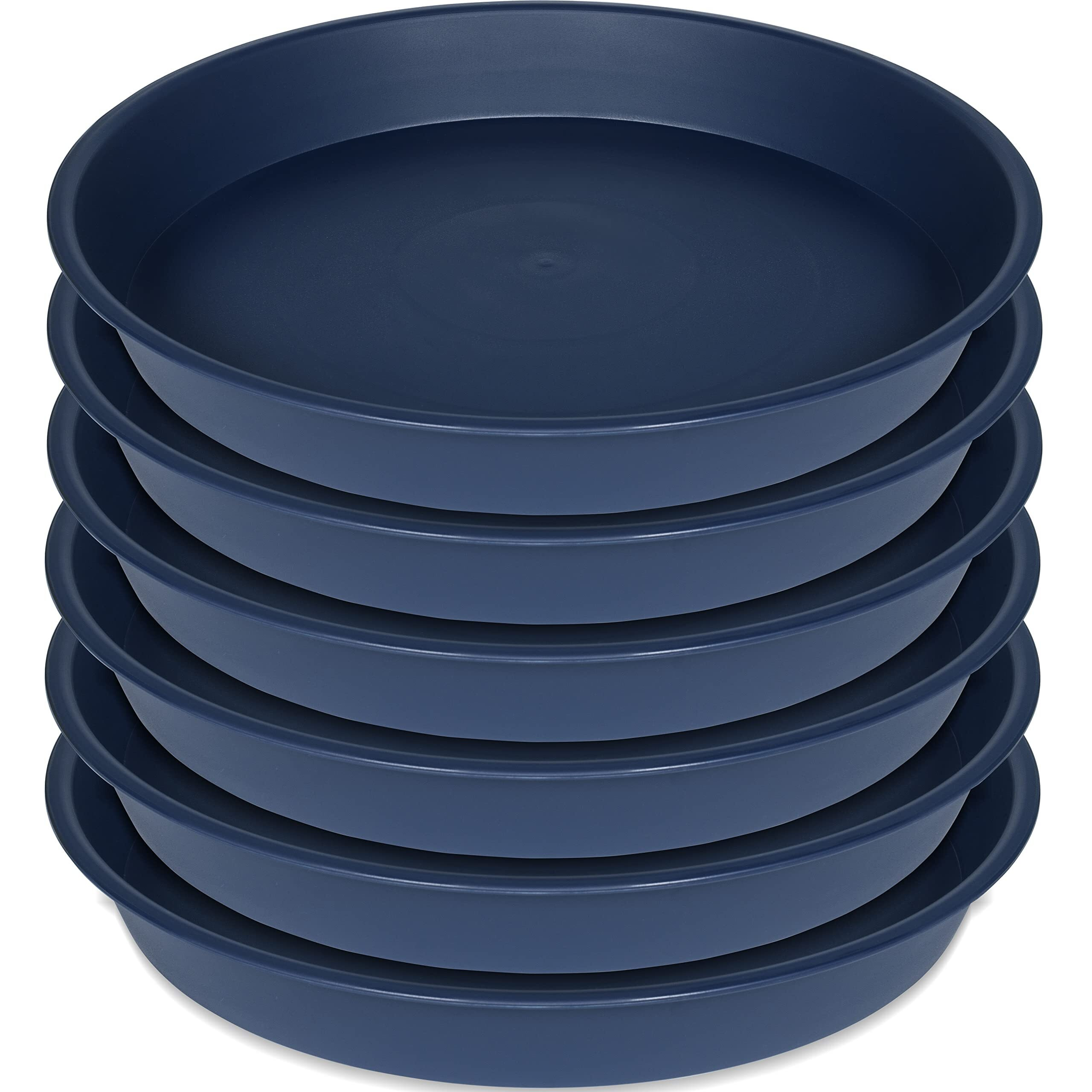 Bleuhome 6 Pack Of 8 Inch Plant Saucer Blue, Plastic Plant Water Tray 8 Inch Round, Flower Plant Saucers For Indoors, Dlant Dishes Saucer For Planter 7""/8"" (8"", Blue)