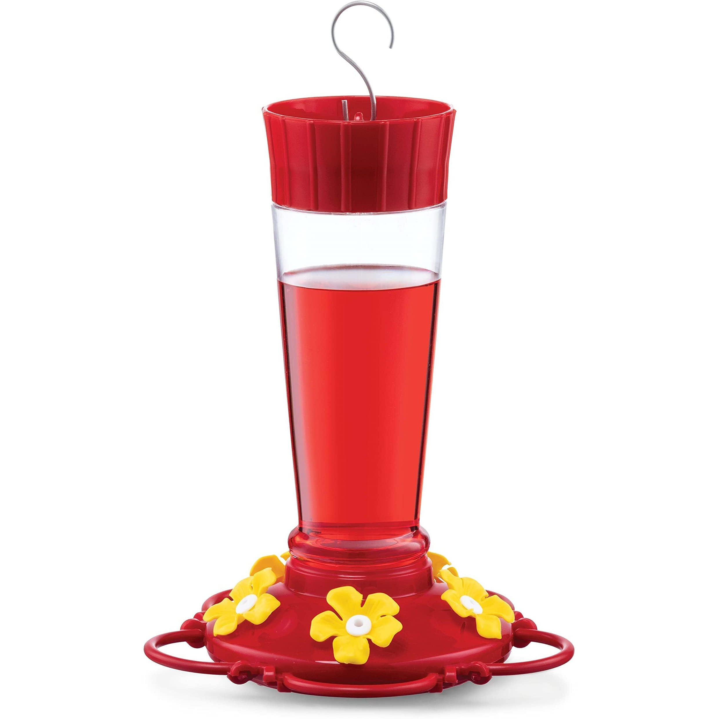 Hummingbird Feeder 10 Oz. Plastic Hummingbird Feeders For Outdoors, With Built-In Ant Guard - Circular Perch With 5 Feeding Ports - Wide Mouth For Easy Filling/2 Part Base For Easy Cleaning