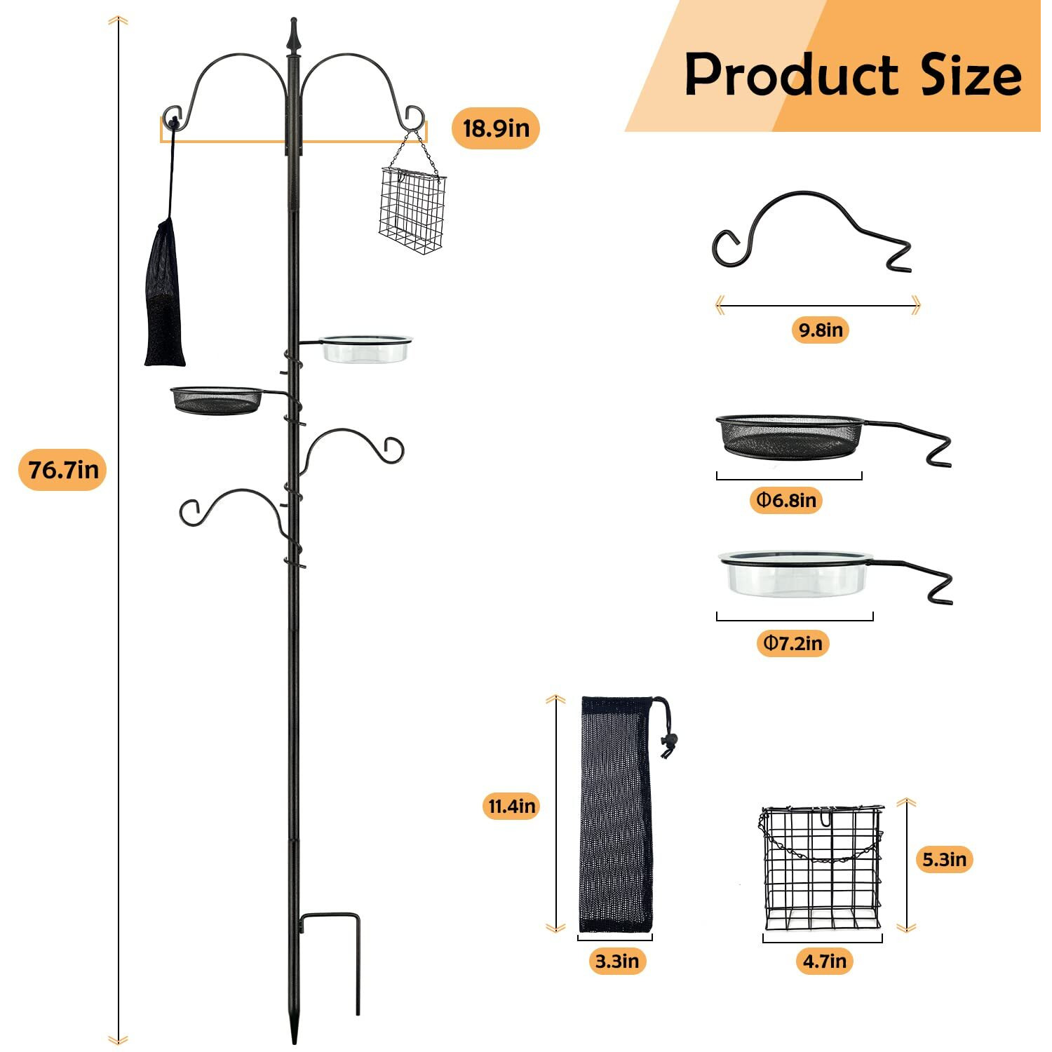 Premium Bird Feeding Station Kit - Multi Feeder Hanging Set With Suet Cage, Bird Bath & Finch Sock Attractors