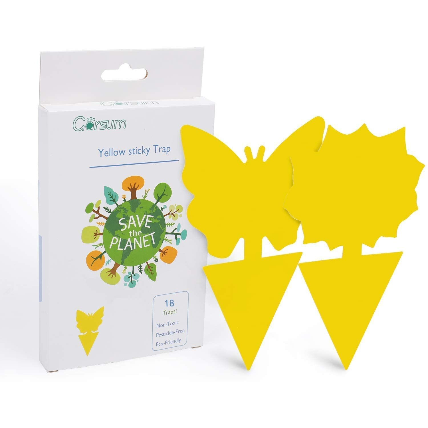 Garsum Fruit Fly Sticky Trap For Indoor And Outdoor, Fungus Gnat Killer For Houseplant,Mosquitos, Flying Insect, White Flies, 18 Pack