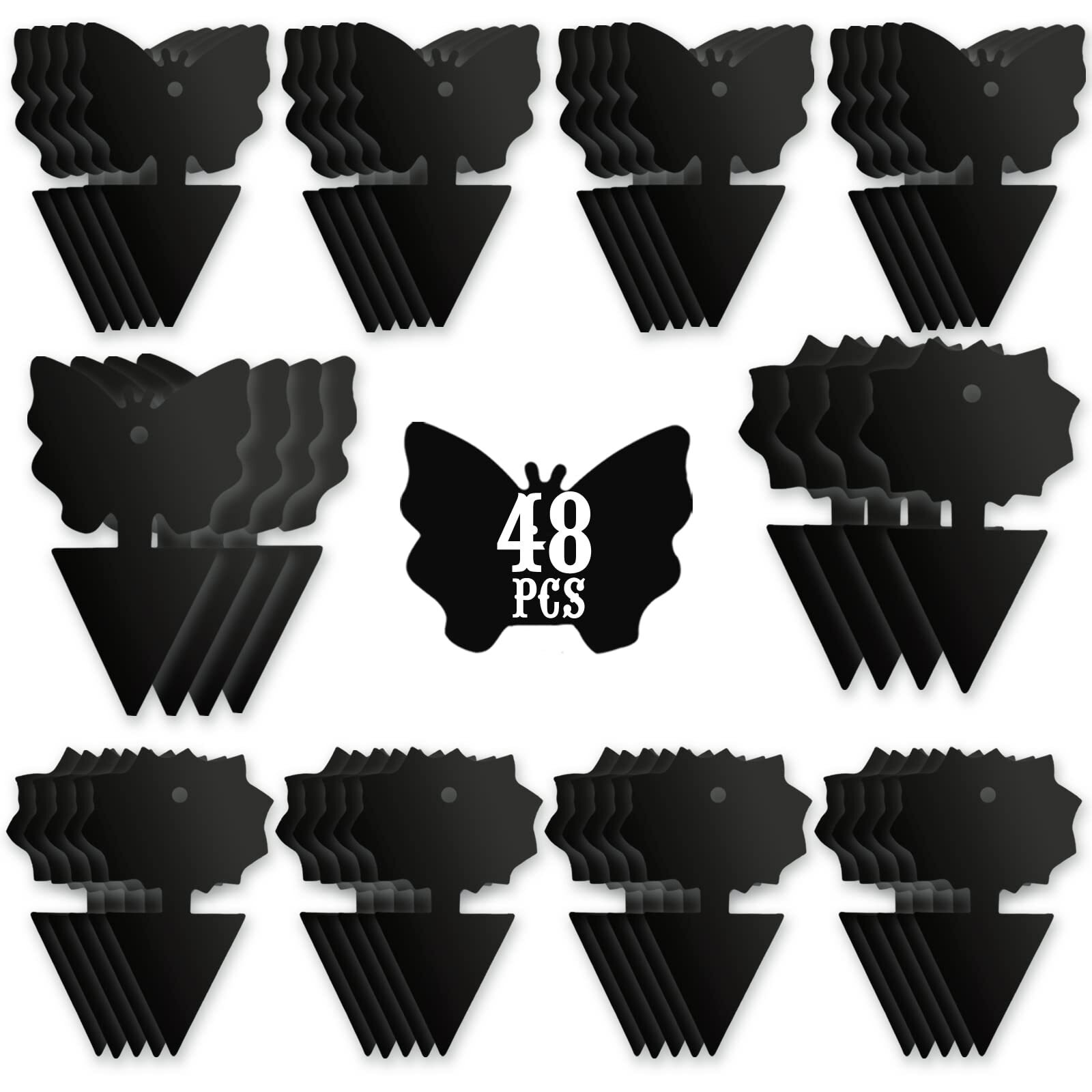 Uskich Sticky Traps Gnat Killer Fruit Fly Traps Non-Toxic And Odorless Fungus Gnat Traps Insect Traps Black Sticky Trap For Indoor And Outdoor Plants(48Pcs Black)