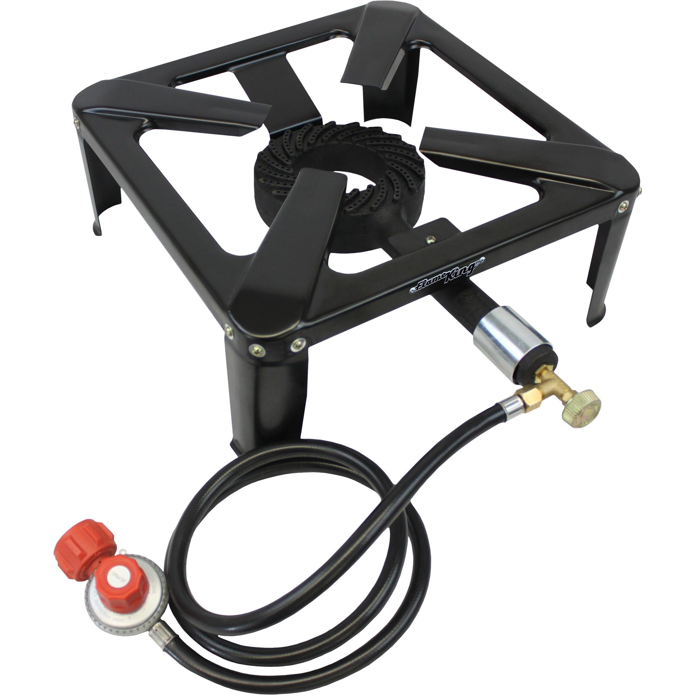 Flame King Heavy Duty 120,000 Btu, 0-20 Psi, Turkey Fryer Single Propane Burner Bayou Cooker, Outdoor Stove For Home Brewing, Maple Syrup Prep, Cajun Cooking