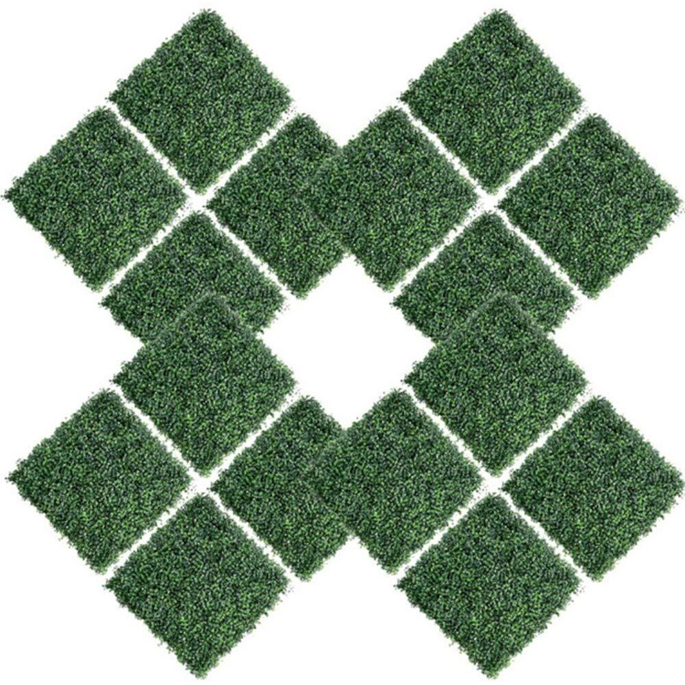 Kdgarden 16Pcs 20"&quotX20"" Artificial Boxwood Panels Topiary Hedge Plant Uv Protected Faux Grass Wall Greenery Mats For Outdoor Garden Fence Backyard And Indoor Home Wedding Decoration, Dark Green