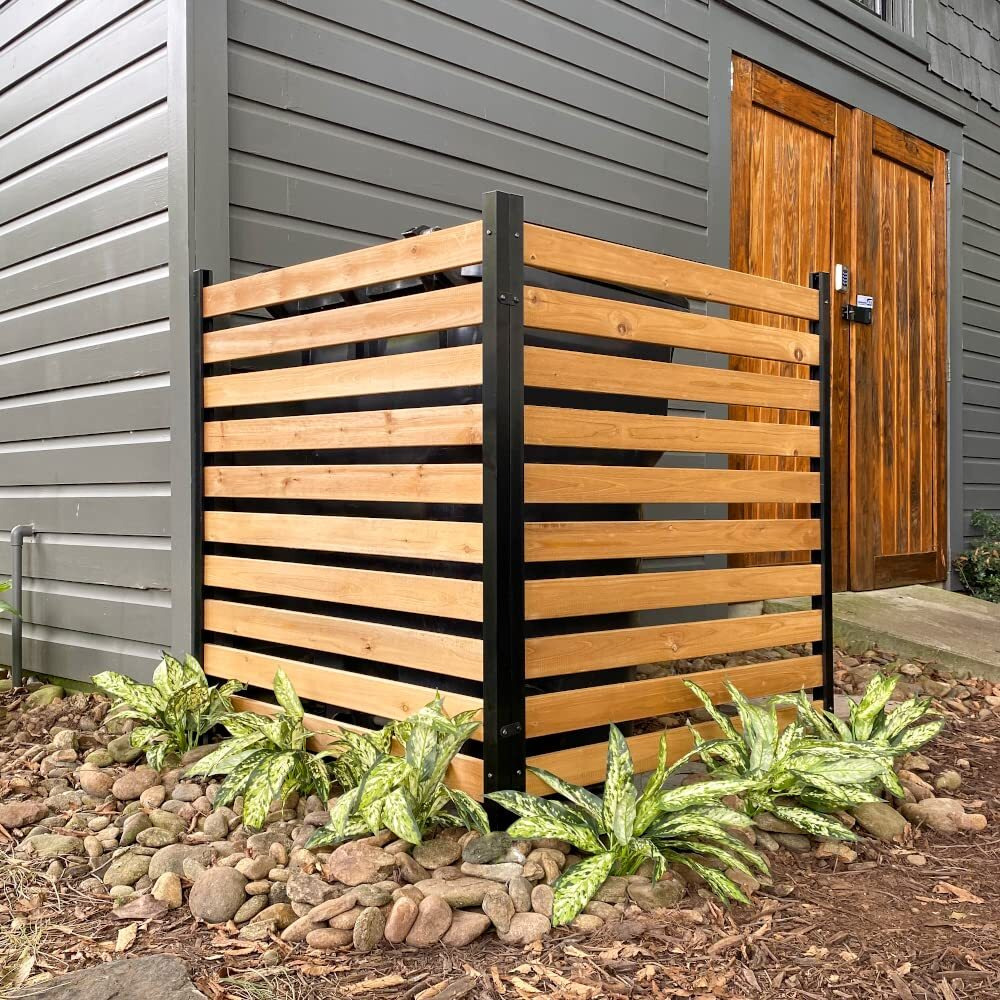 Enclo Privacy Screens Ec18009 Charleston Wood Outdoor Privacy Fence Screen Slatted No-Dig Kit 38"" W X 42"" H, 2 Panels