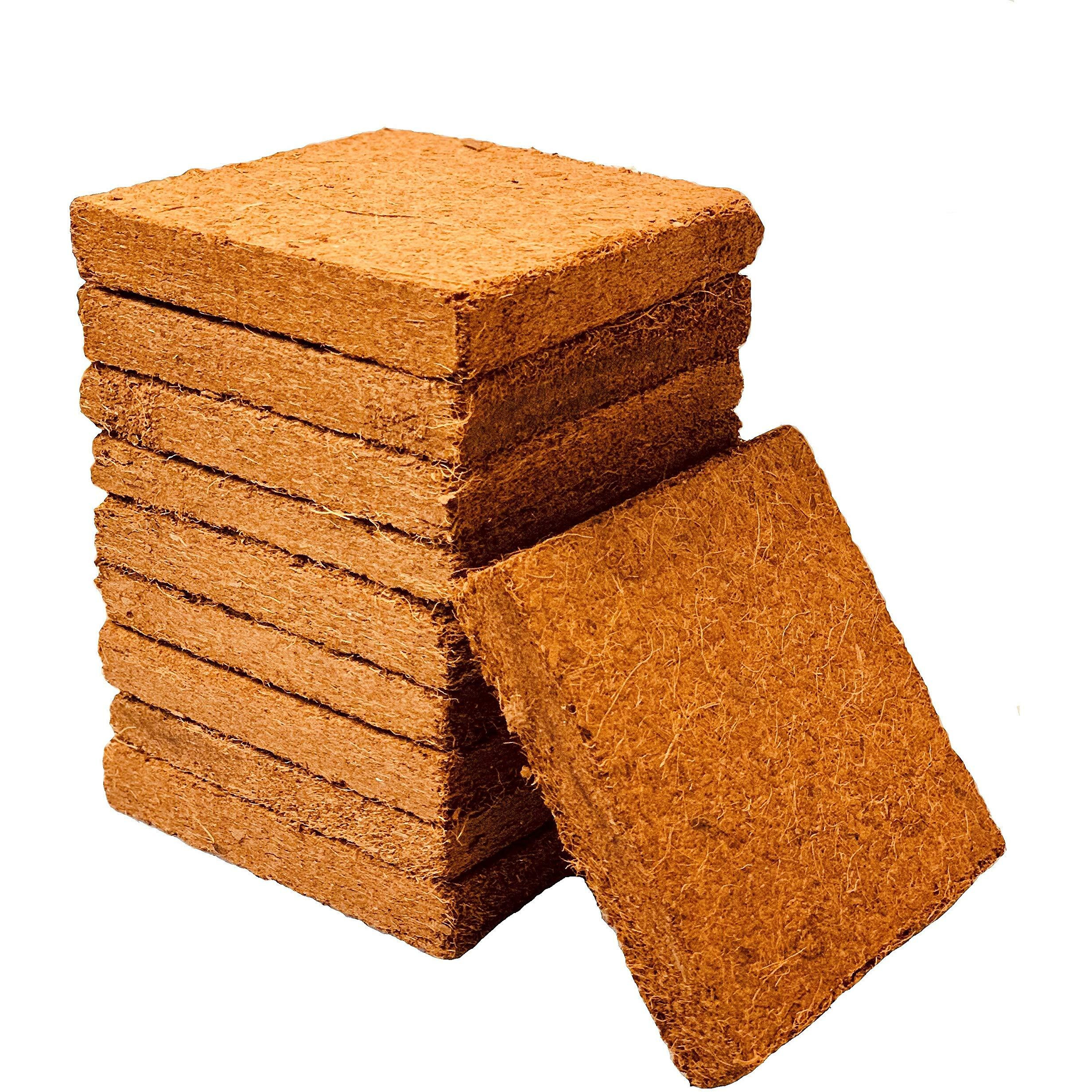 Coco Bliss - Premium Coconut Coir Pith With Low Ec And Ph - 100% Organic And Omri Listed Potting Soil Substrate For Plants, Seeds, And Gardens (250 Grams, 10 Blocks)