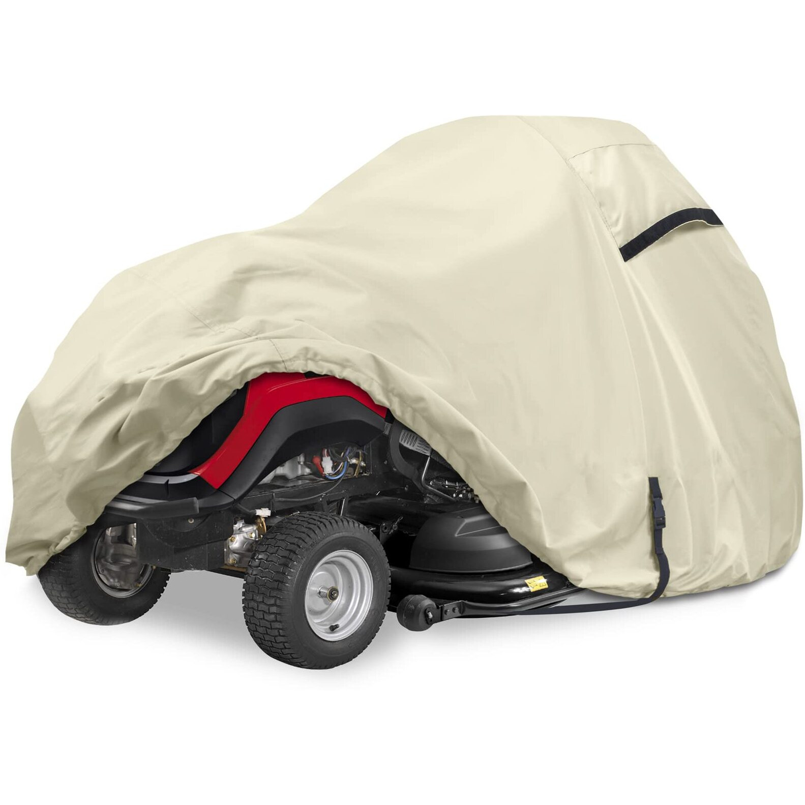 Porch Shield Heavy Duty 600D Polyester Lawn Tractor Cover, Waterproof Universal Riding Lawn Mower Cover (Up To 62 Inches Decks, Light Tan)