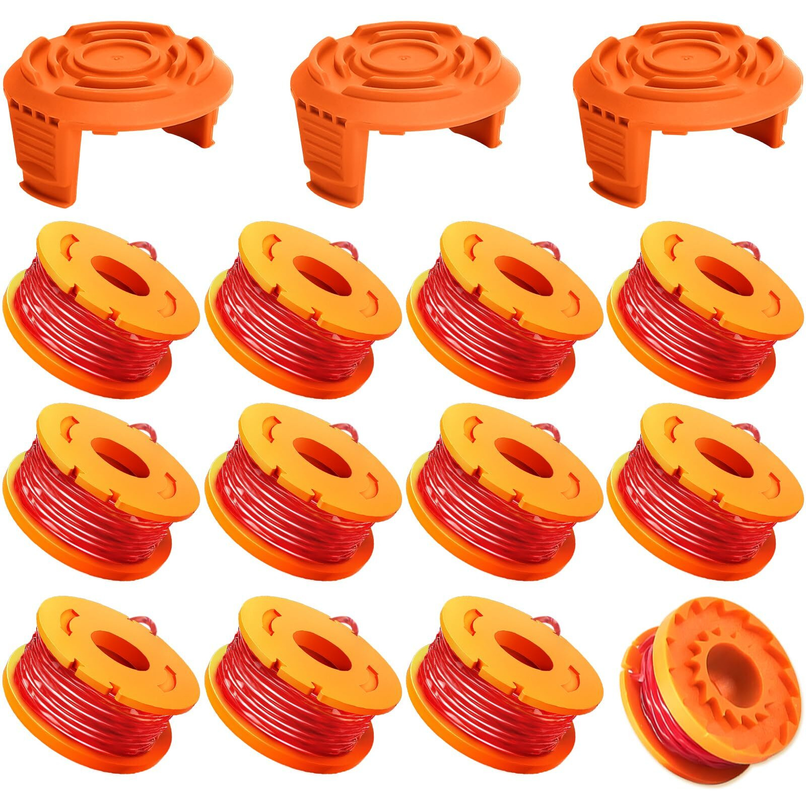 Topemai Wa0010 Replacement Trimmer Spool Line 0.065 For Worx Wg154 Wg163 Wg160 Wg180 Wg175 Wg155 Wg151 String Trimmer (12 Spools + 3 Caps)