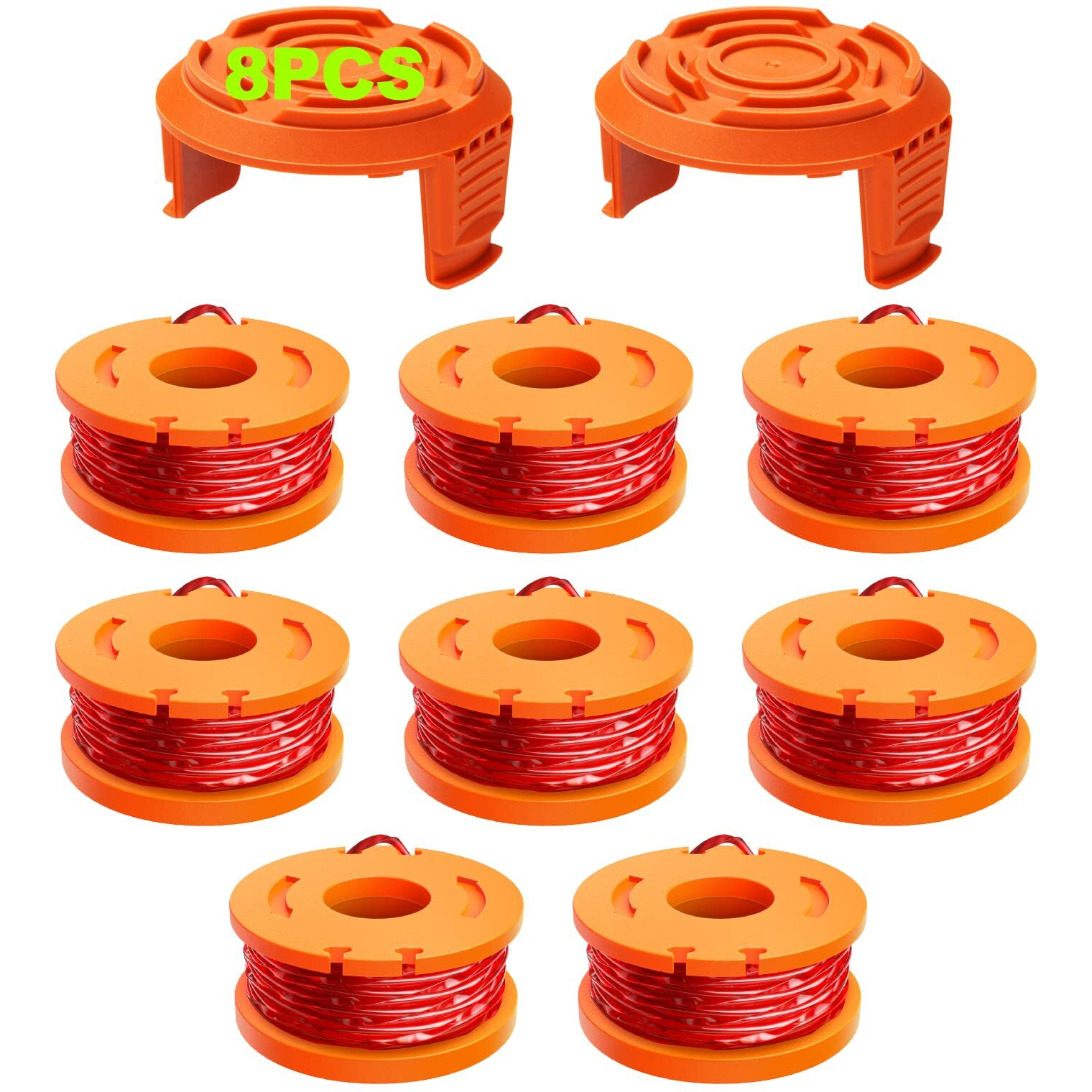 10 Pack Trimmer Spool Line For Worx,(Wa0010)Replacement Trimmer Spool Line For Worx,Trimmer Line Refills 0.065 Inch For Worx,Suitable For Worx String Trimmers(8 Pack Grass Trimmer Line,2 Trimmer Cap)