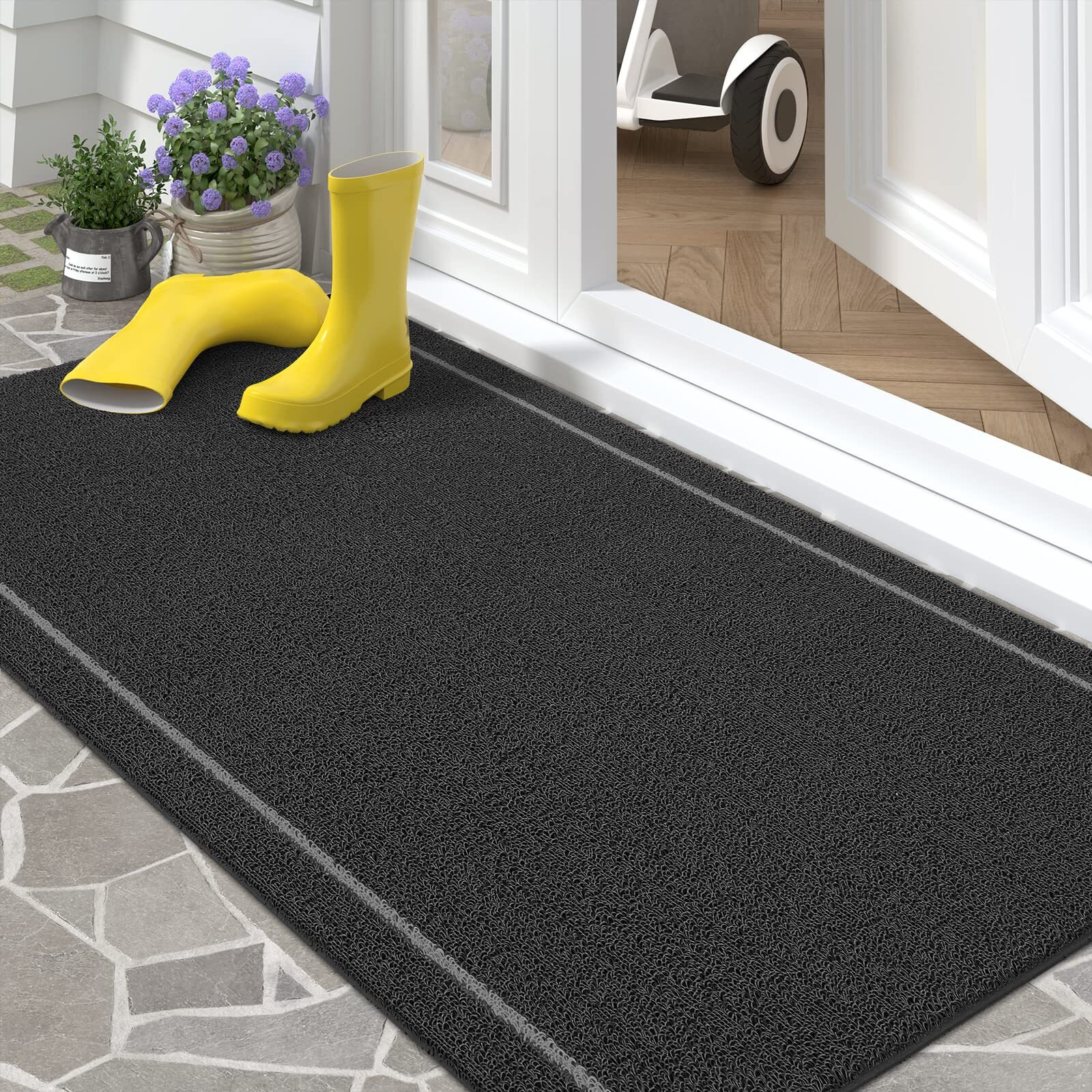 Color G Front Door Mats Outdoor Anti-Slip Durable Welcome Mat For Outside Entry, Home Entrance, Patio Waterproof, Back Porch, Easy To Clean Door Matt Doormats,17"&quotX29"" Black