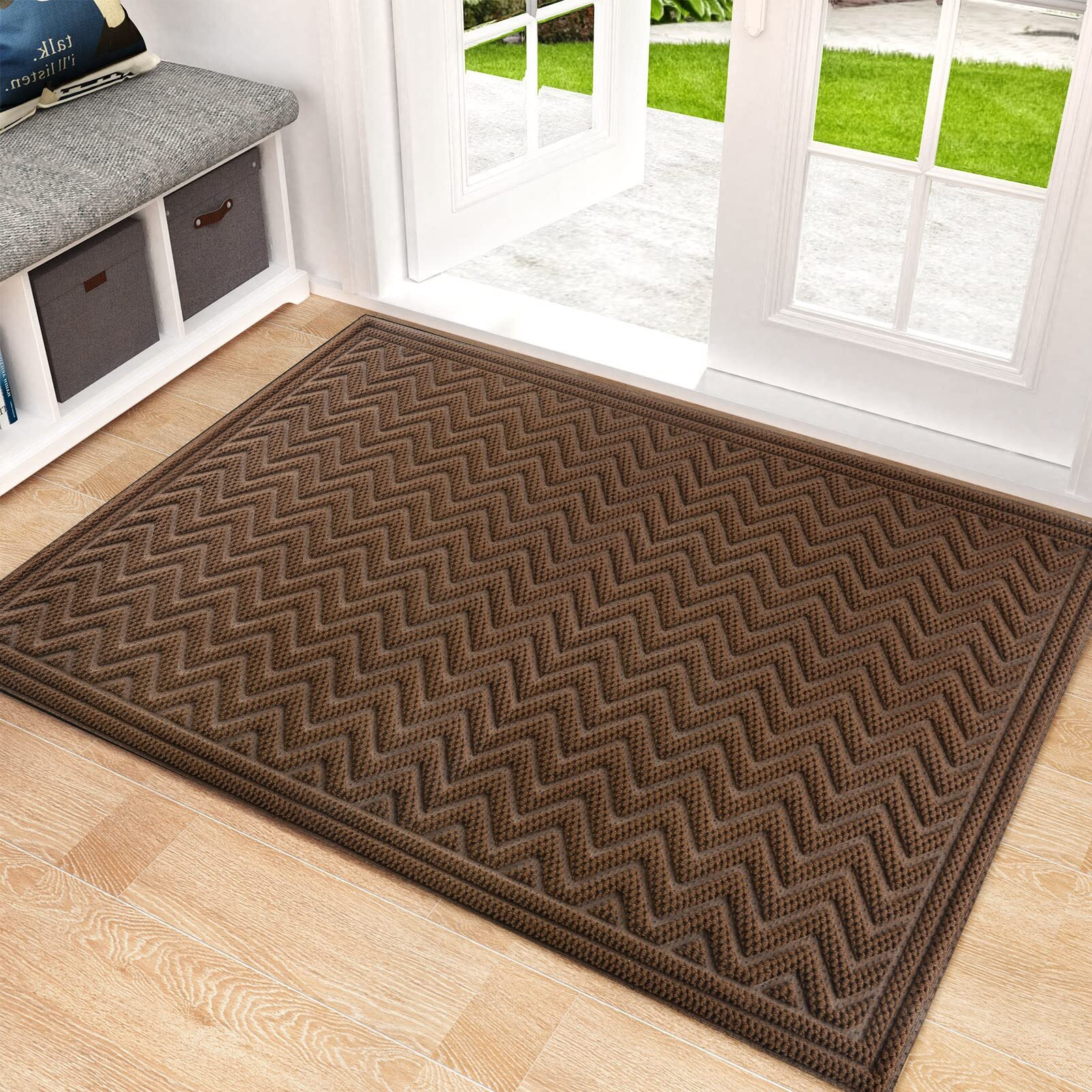 Mibao Welcome Mats Outdoor - Entryway Rug, Outdoor Rubber Mats, Outdoor Indoor Entrance, Large Front Door Mat, Skid Resistant Durable, 24"" X 36"", Coffee
