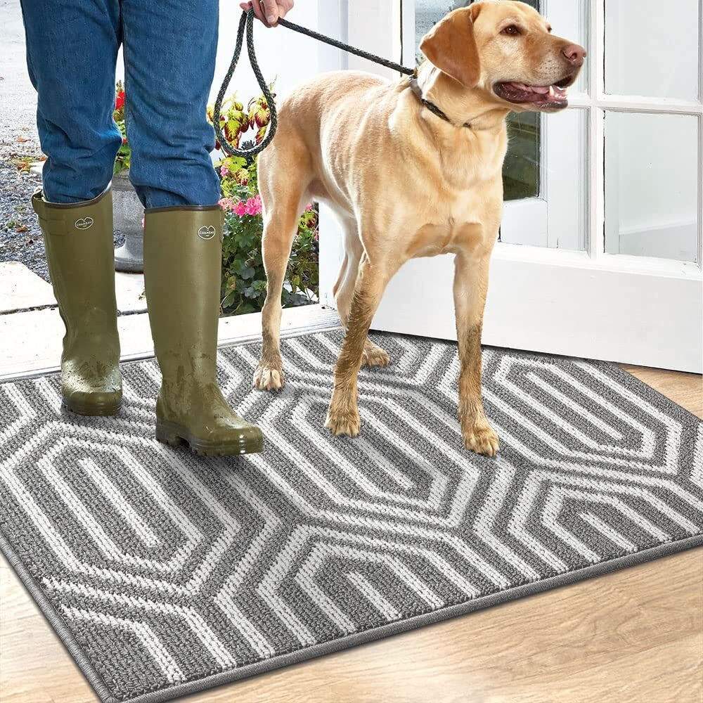 Dexi Indoor Door Mat Durable Front Door Mats For Entryway, Non Slip Absorbent Resist Dirt Entry Rug, 3'X5' Doormat Indoor Entrance, Washable, Grey