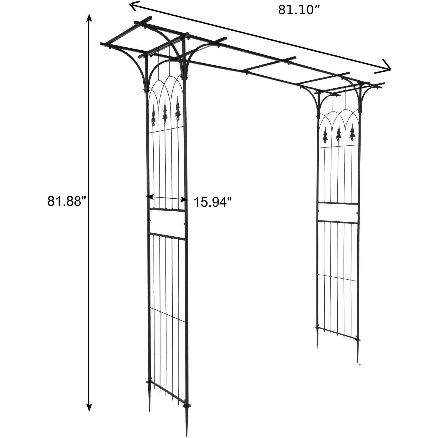 Vingli Garden Arbor, Arch Archway For Wedding Ceremony Party, Steel Garden Trellis For Plant Climbing, Christmas Decorations Pergola For Backyard, Lawn (Black)