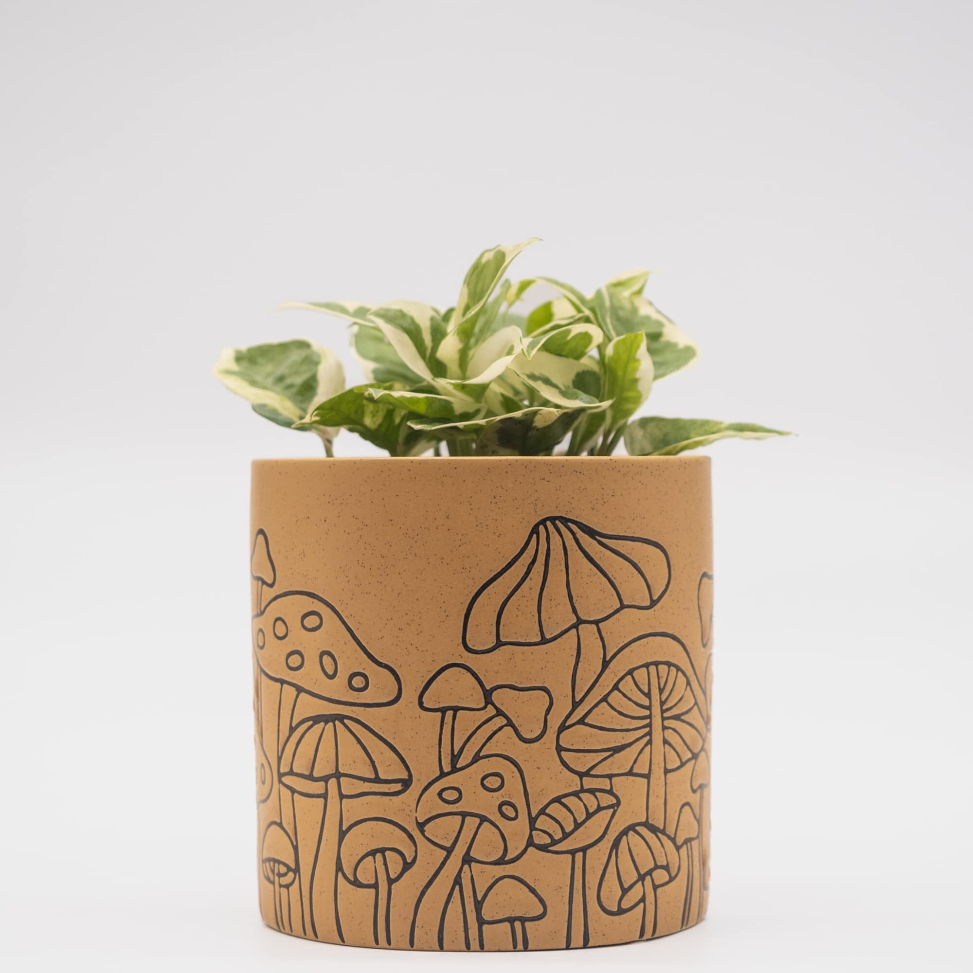 Mushroom Decor Planter Handmade Design Speckled Terracotta Ceramic Unique Retro Small Plant Pot Indoor Plants Modern Boho Cottagecore Room Decor Cute Vintage Aesthetic Decoration Funky Accent Gift
