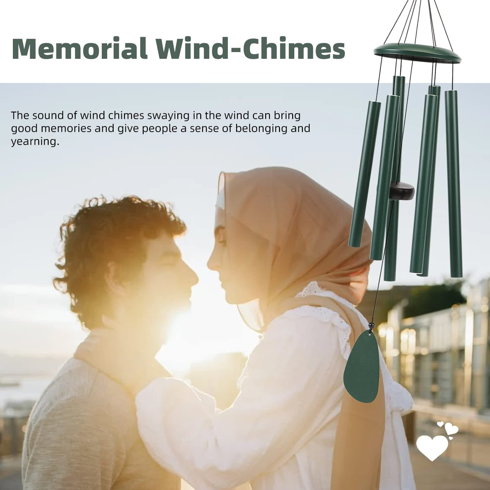 Fsvgyy Wind-Chimes-Outdoor-Deep-Tone, Large Soothing Melodic Tones Windchimes, Wind Chimes For Outside, Memorial Wind Chimes Best Gift For Mom Women Grandma Neighbors(32"" Forest Green Coated Aluminum)