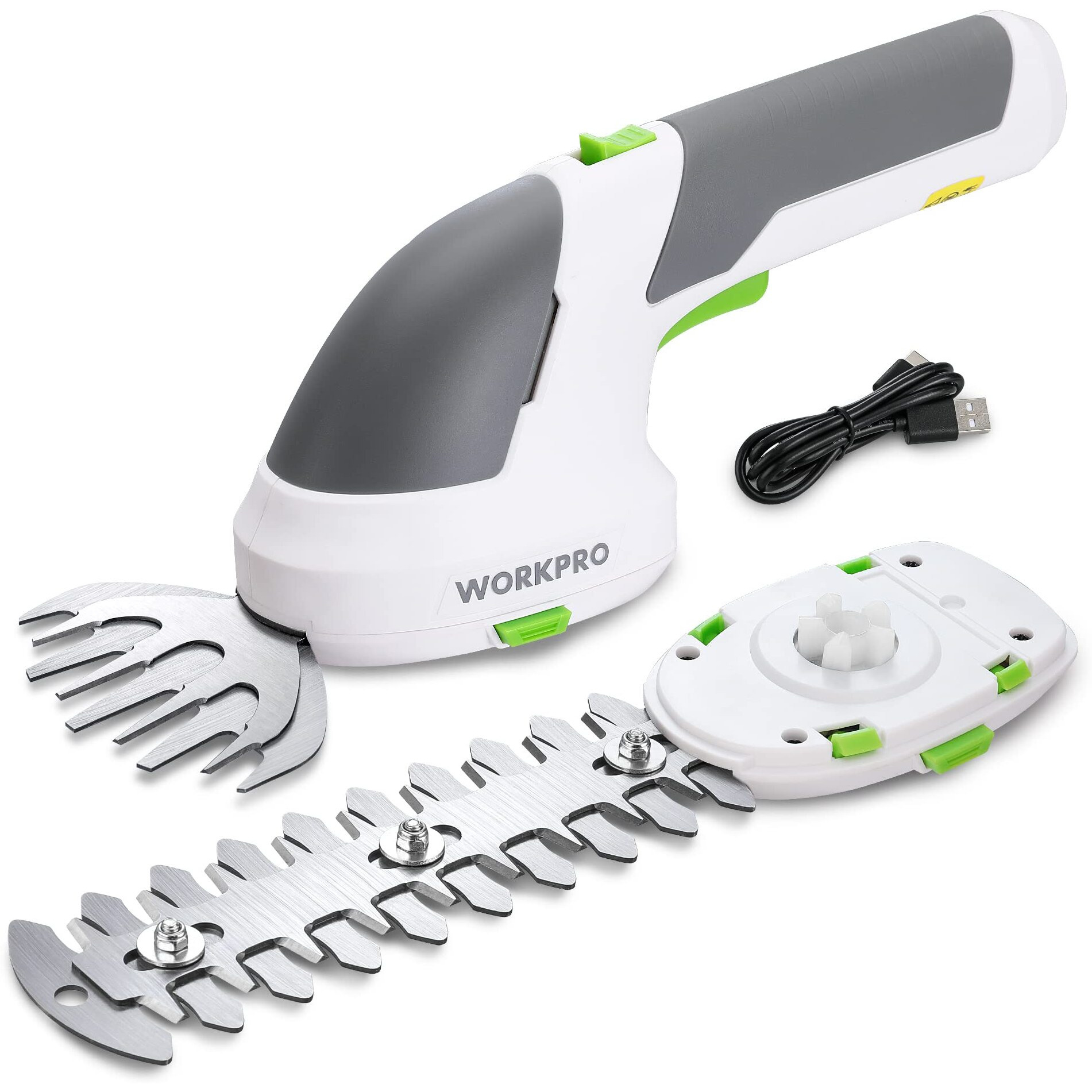 Workpro Cordless Grass Shear & Shrubbery Trimmer - 2 In 1 Handheld Hedge Trimmer 7.2V Electric Grass Trimmer Hedge Shears/Grass Cutter Rechargeable Lithium-Ion Battery And Type-C Cable Included