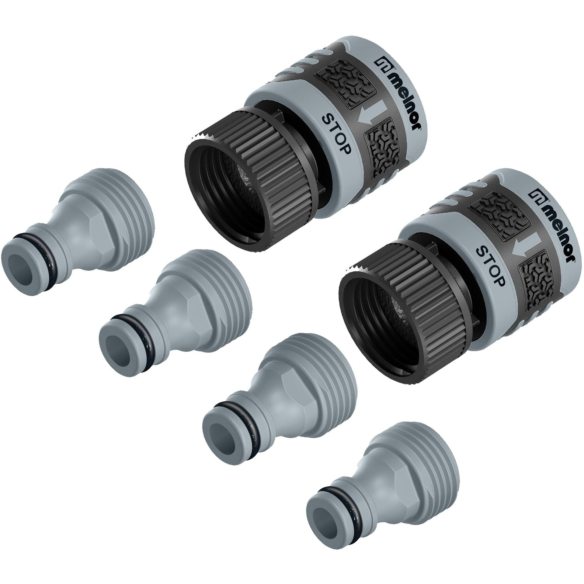 Melnor 65175Amz 6 Piece Quick Connect Set Connector Bundle, Black, Blue