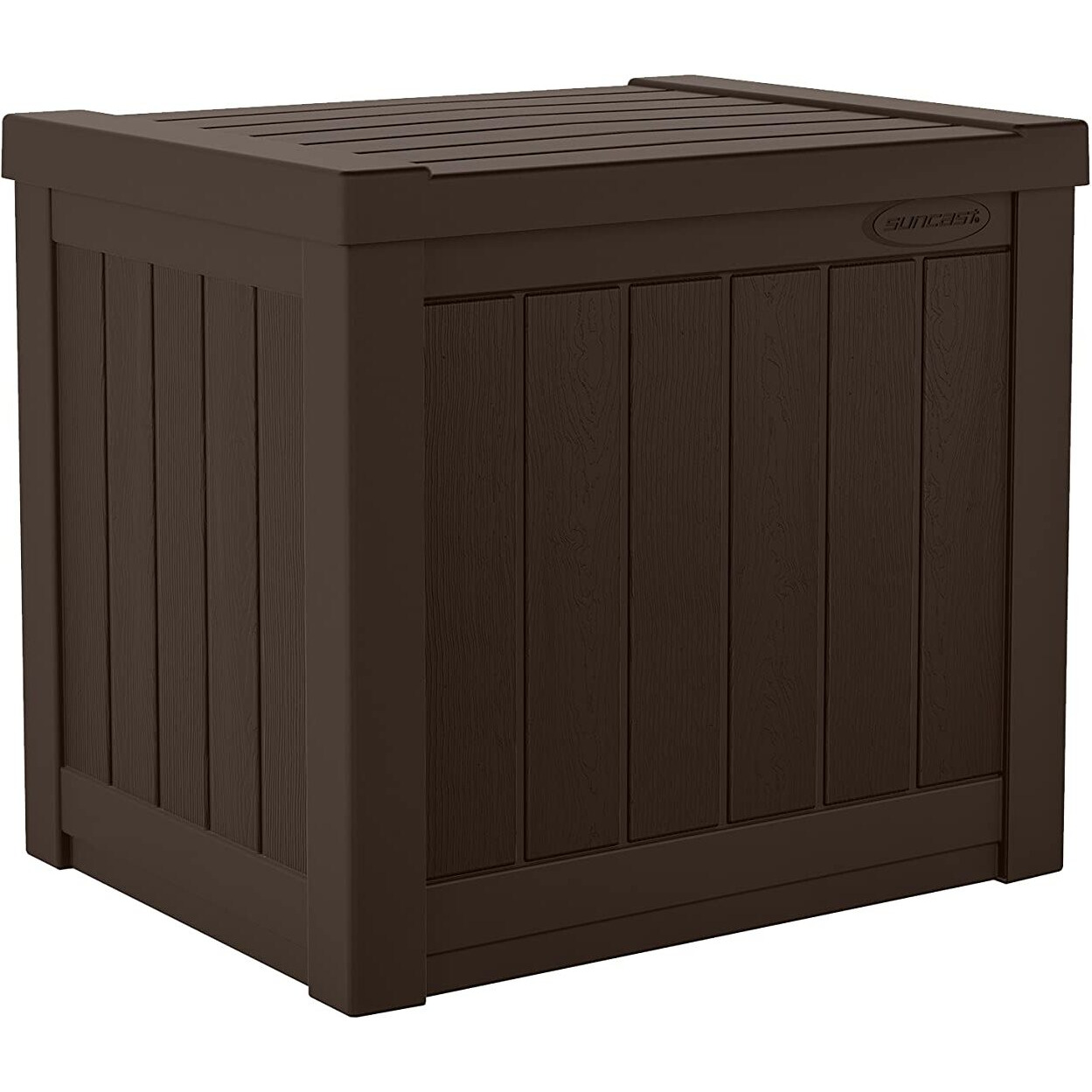 Suncast 22-Gallon Small Deck Box - Lightweight Resin Outdoor Storage Deck Box And Seat For Patio Cushions, Gardening Tools And Toys - Java Brown