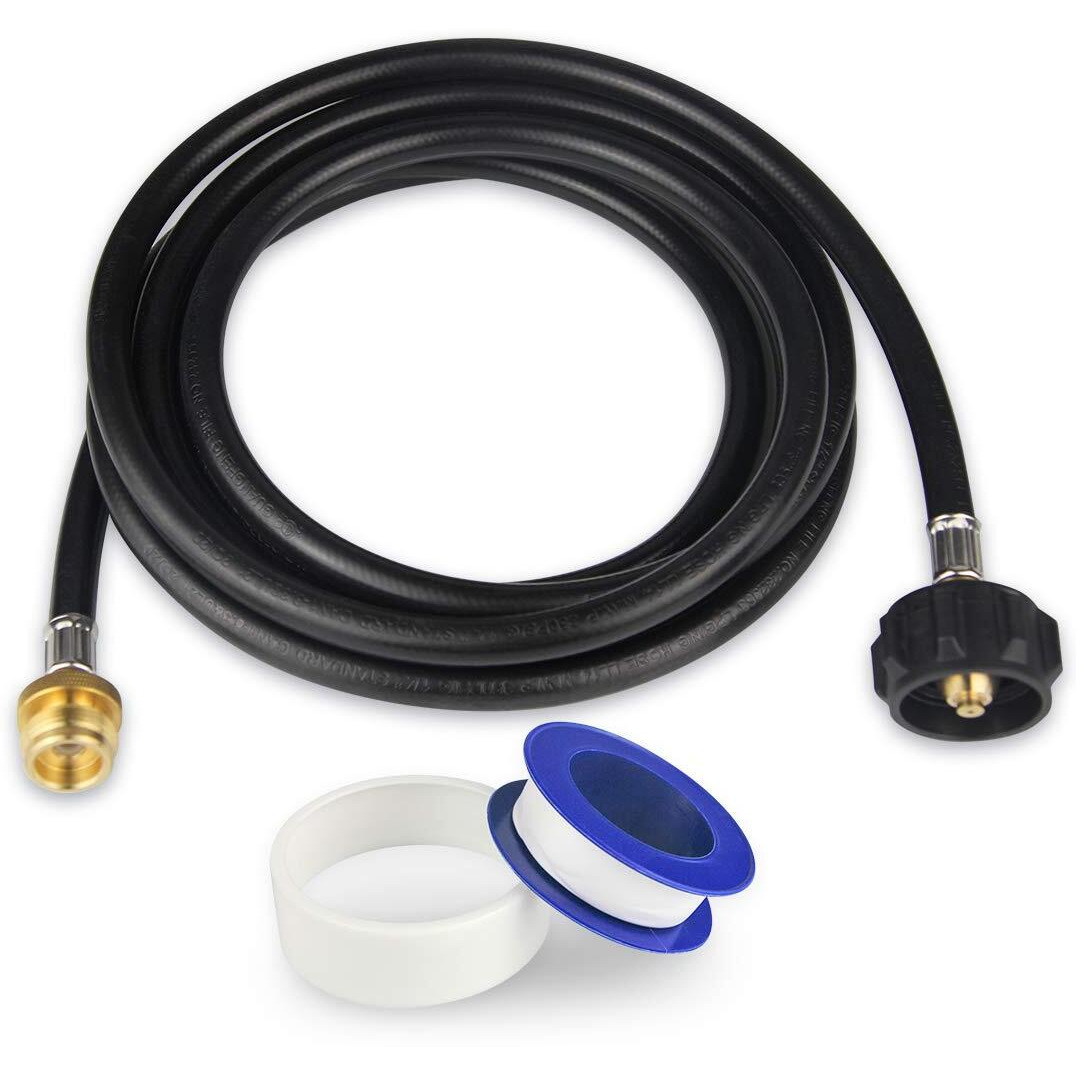 Koman 12Ft High-Pressure Propane Tank Adapter Hose,1Lb To 20Lb,Converter For Buddy Heaters,Weber Q/Blackstone Griddle Grill,Coleman Camping Stove,1Lb Propane Appliances Connect To 20Lb Tank,Certified