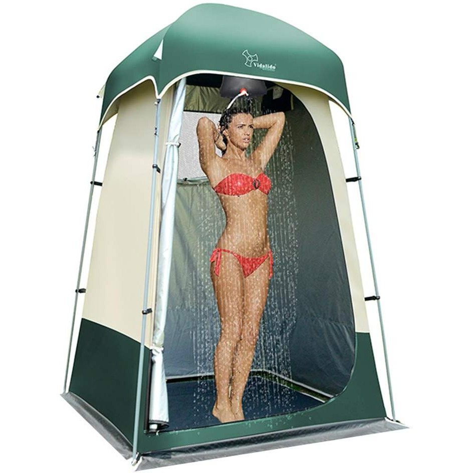 Outdoor Shower Tent Changing Room Privacy Portable Camping Shelters (White+Green)