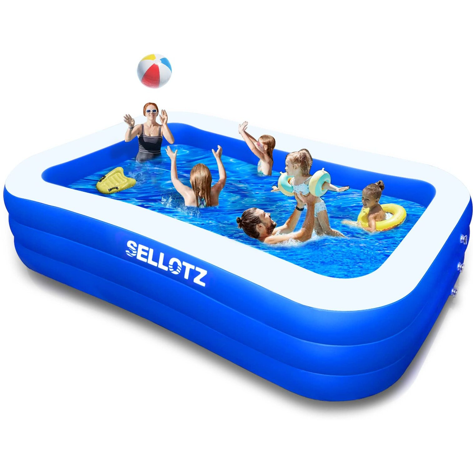 Sellotz Inflatable Pool For Kids And Adults, 120"" X 72"" X 22"" Oversized Thickened Family Swimming Pool For Toddlers, Outdoor, Garden, Backyard, Summer Water Party