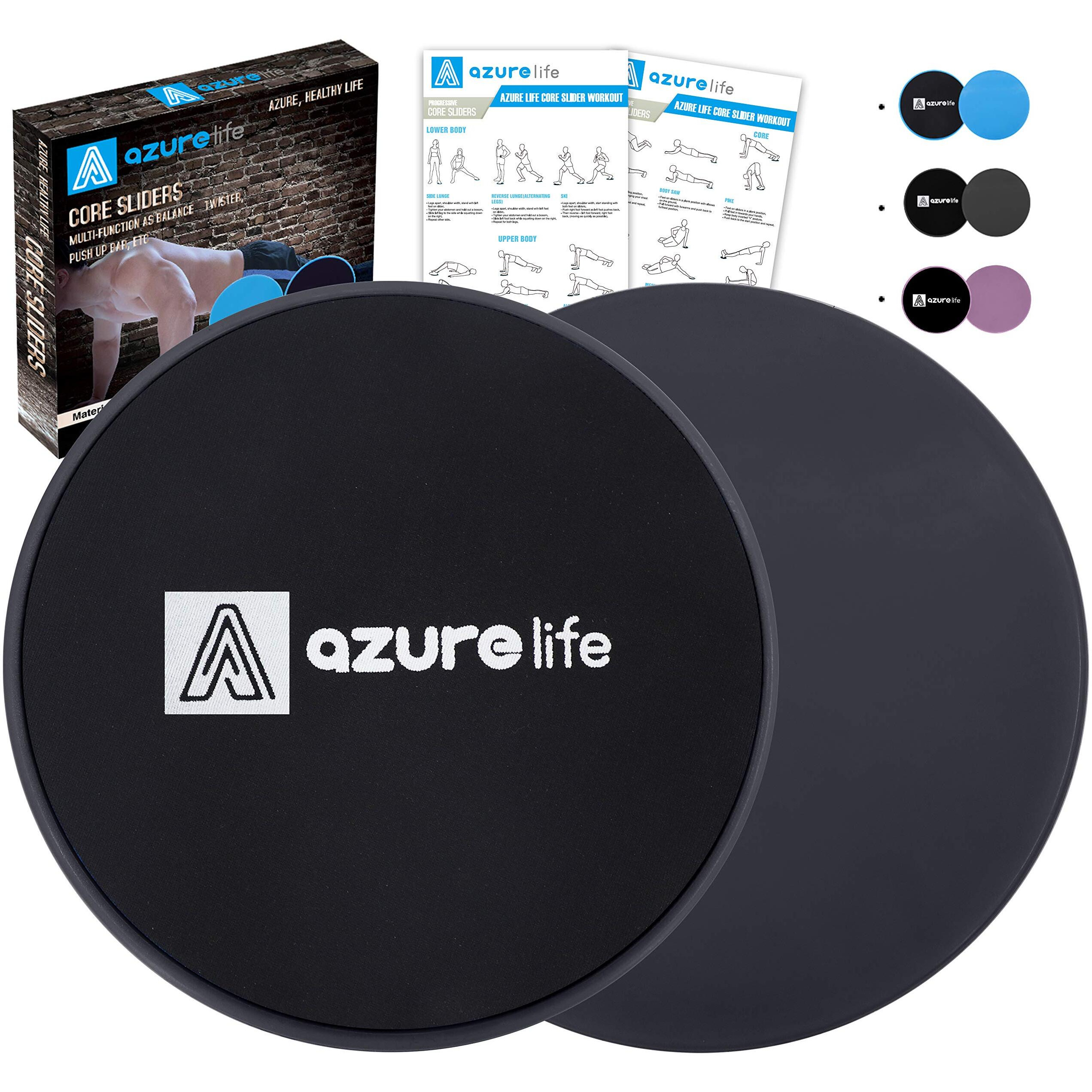 A Azurelife Exercise Core Sliders, Dual Sided Exercise Gliding Discs Use On Carpet Or Hardwood Floors, Light And Portable, Perfect For Abdominal&Core Workouts