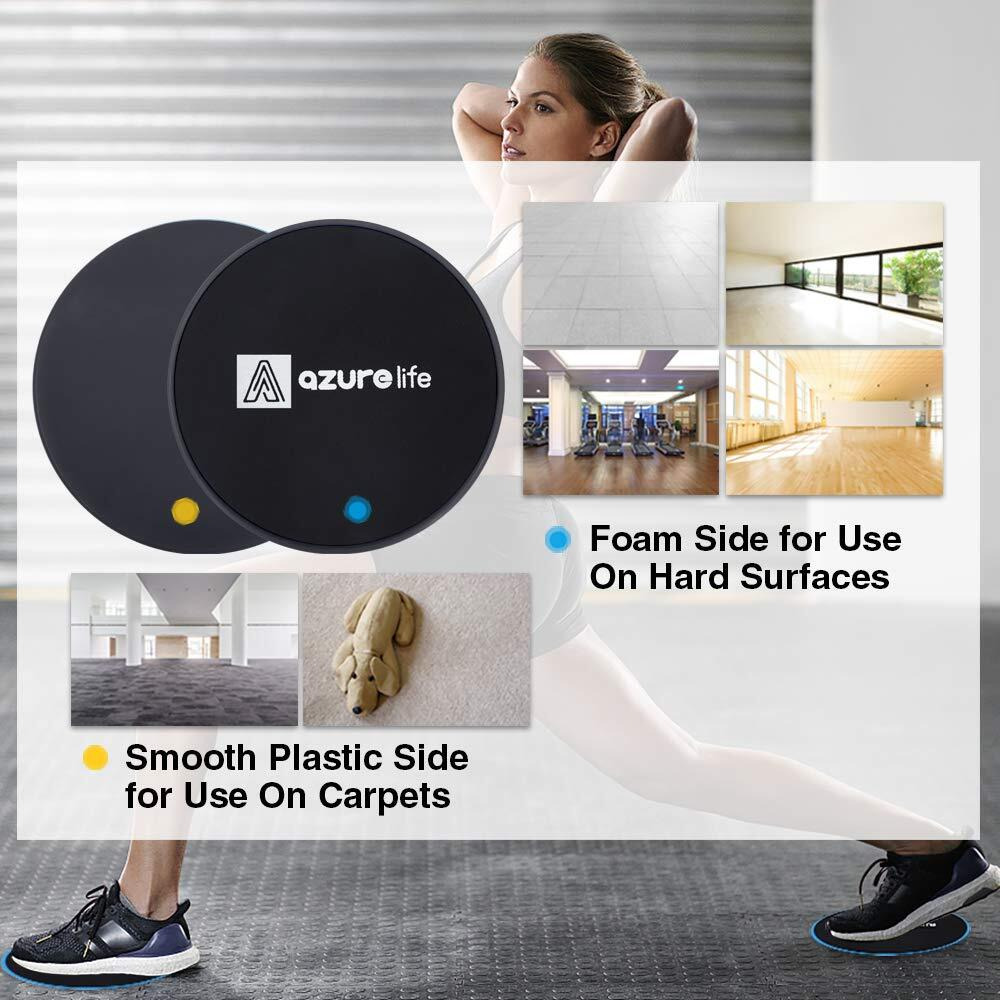 A Azurelife Exercise Core Sliders, Dual Sided Exercise Gliding Discs Use On Carpet Or Hardwood Floors, Light And Portable, Perfect For Abdominal&Core Workouts