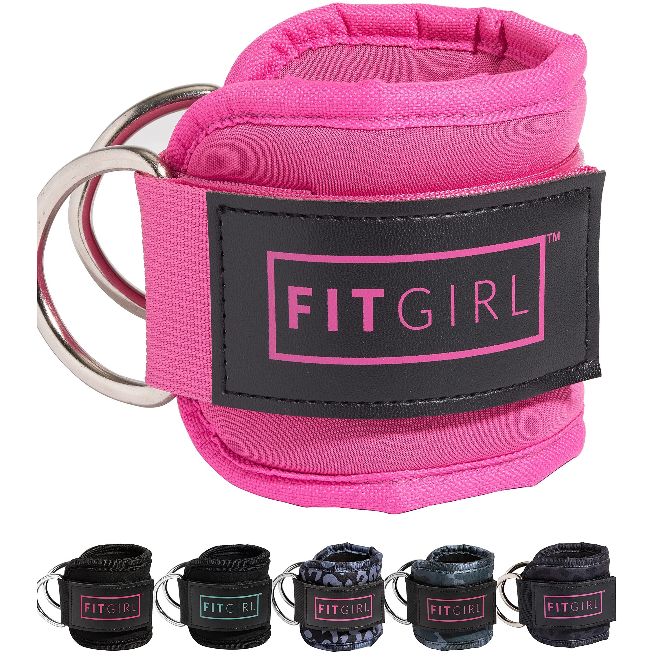 Fitgirl - Ankle Strap For Cable Machines And Resistance Bands, Work Out Cuff Attachment For Home & Gym, Booty Workouts - Kickbacks, Leg Extensions, Hip Abductors, For Women Only (Pink)