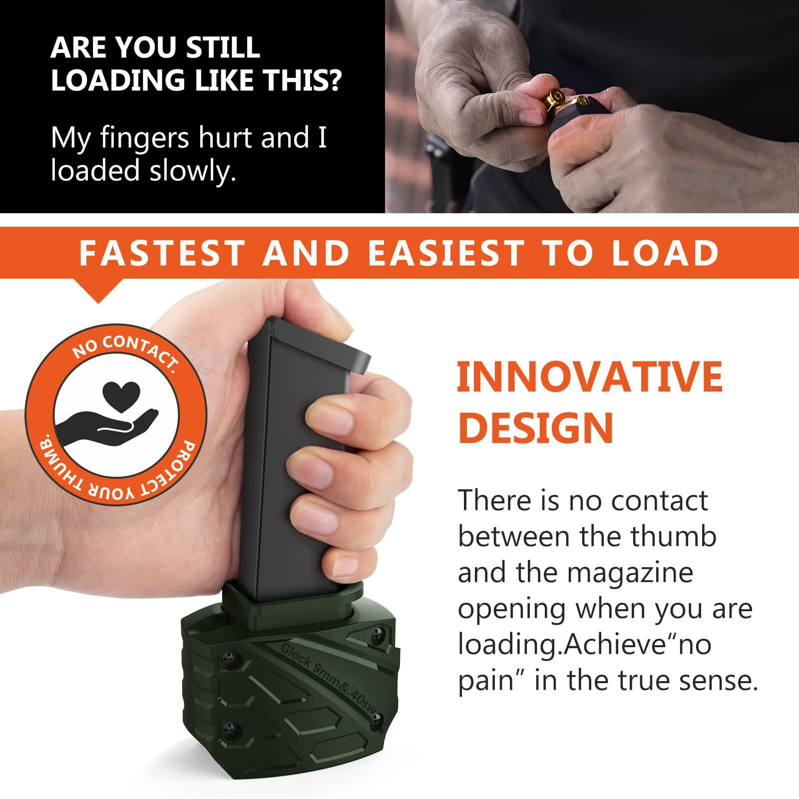 Ludex Magazine Speed Loader For Glock 9Mm/.40.Fits Glock 17,18,19,22,23,24,26,27,34,35,45 And 47 (Army Green)