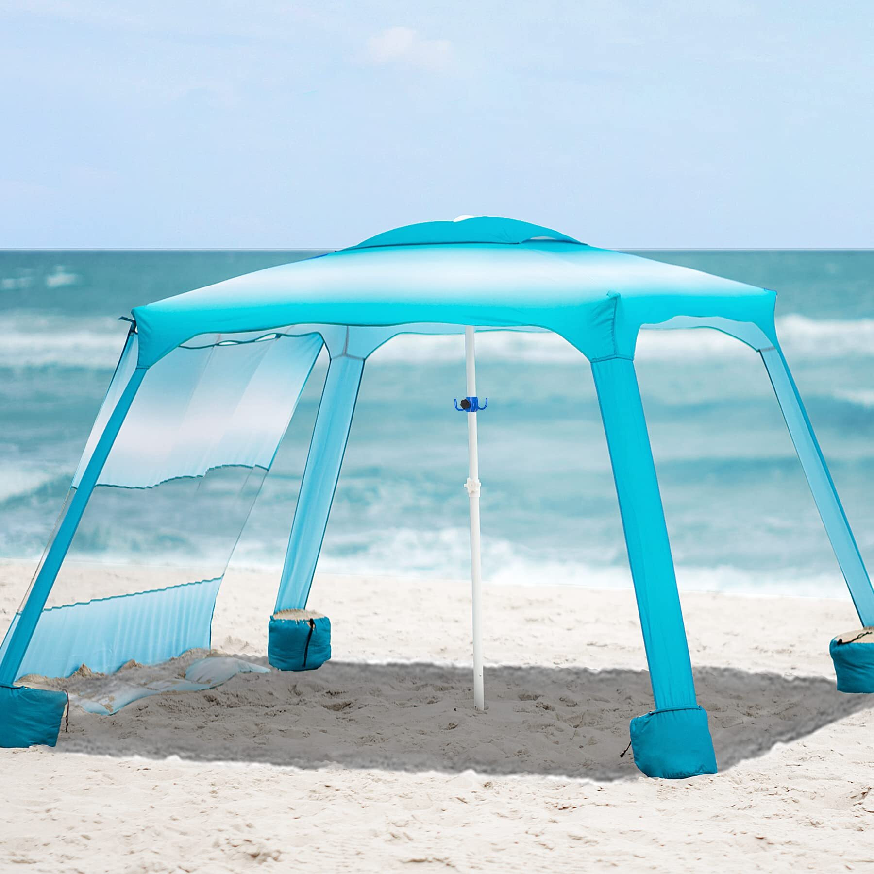Ammsun Beach Cabana, 6.2 '  6.2 ' Beach Canopy, Easy Set Up And Take Down, Cabana Tent With Sand Pockets, Instant Sun Shade With Side Wall, Sky Blue