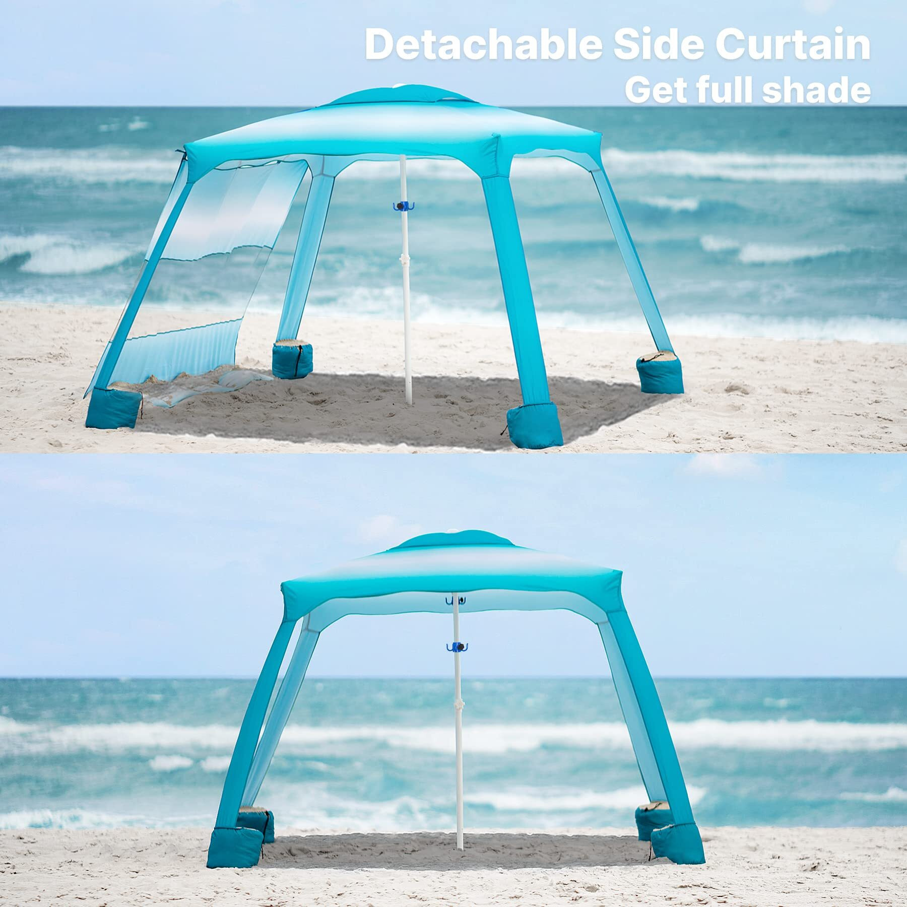 Ammsun Beach Cabana, 6.2 '  6.2 ' Beach Canopy, Easy Set Up And Take Down, Cabana Tent With Sand Pockets, Instant Sun Shade With Side Wall, Sky Blue