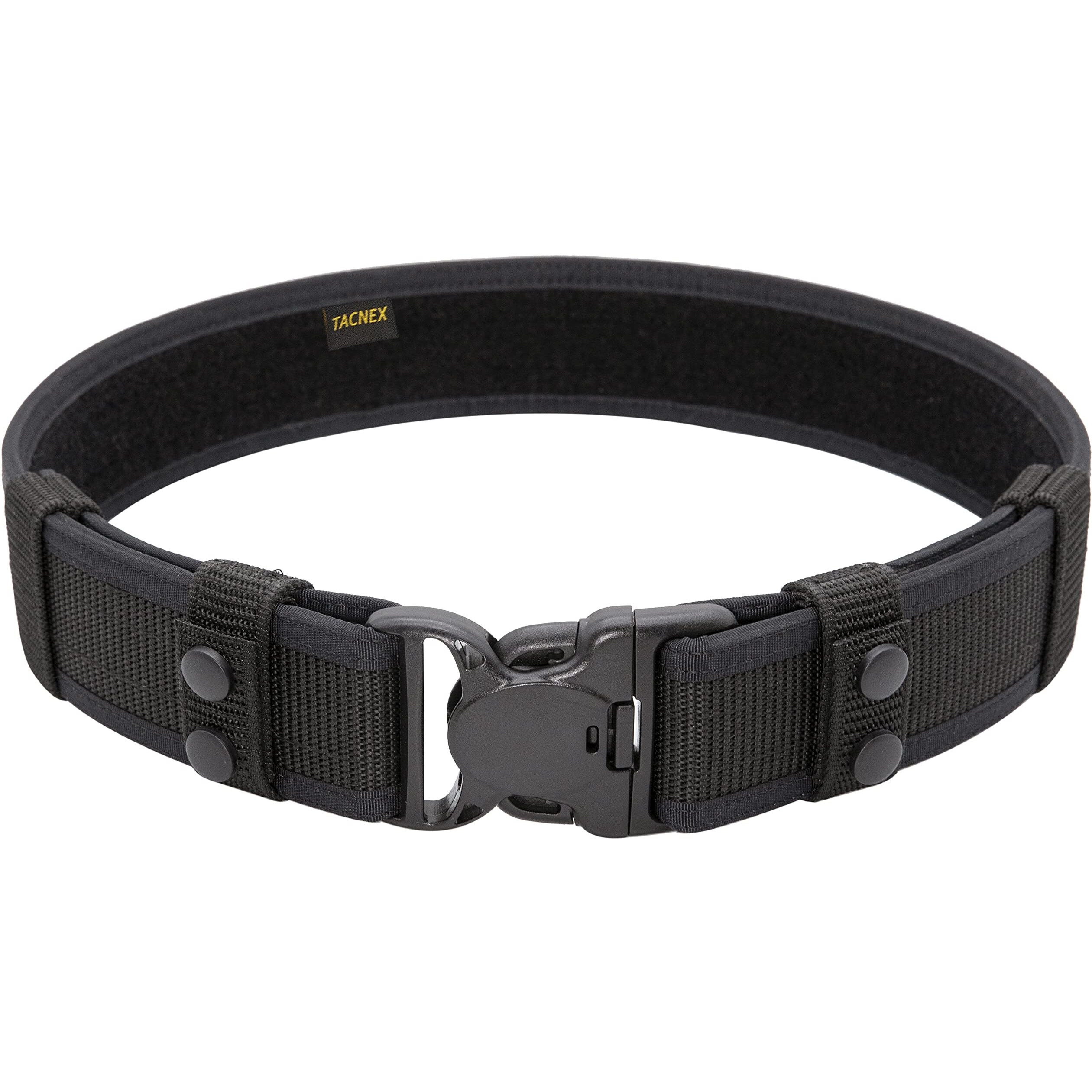 Tacnex Duty Belt For Police Security Law Enforcement 2&quot&quot Tactical Edc Patrol Work Belt Utility Web Belt For Correction Officier Strong Load Bearing (Black(2&quot&quot Belt Width), L)