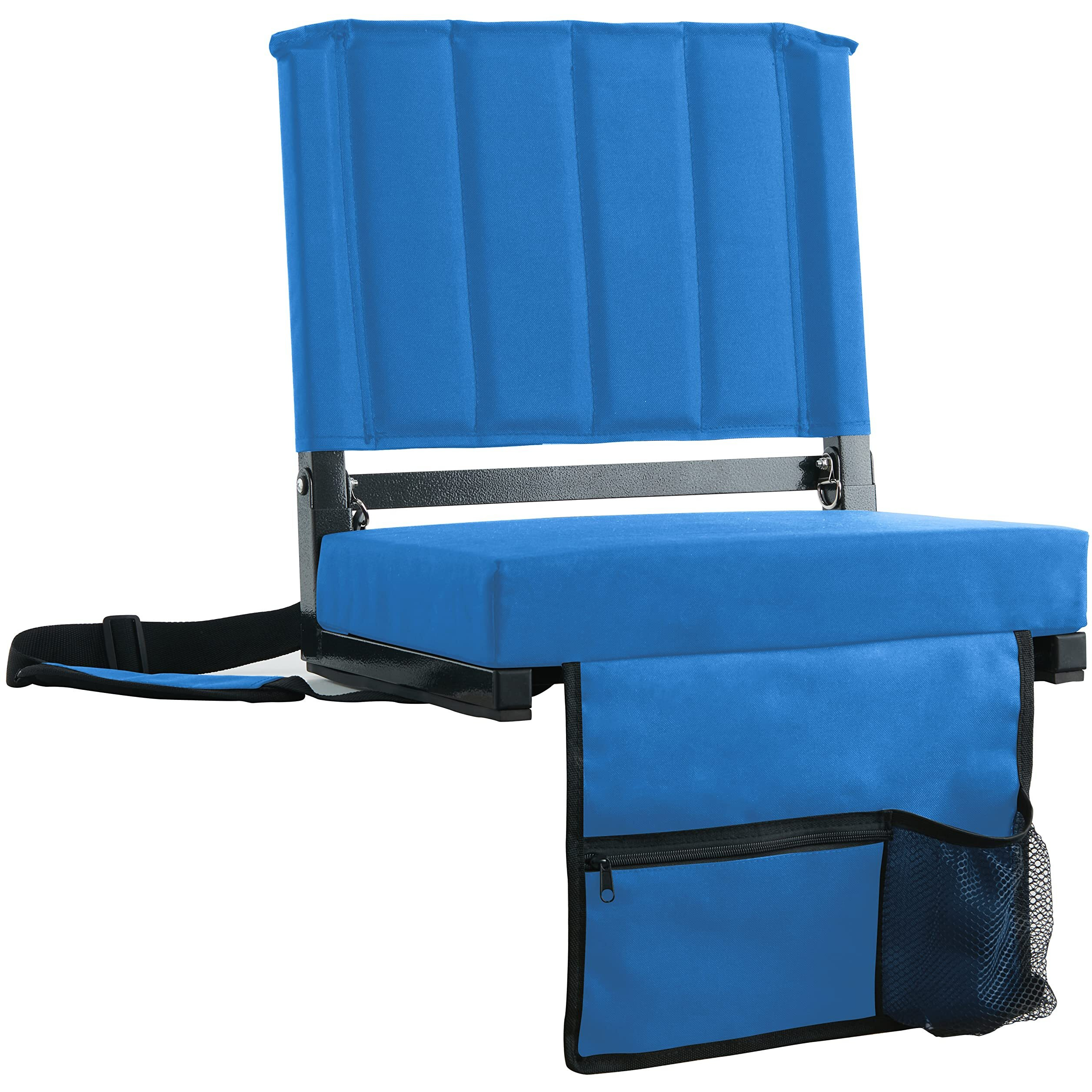 Sport Beats Stadium Seat For Bleachers With Back Support And Wide Padded Cushion Stadium Chair - Includes Shoulder Strap And Cup Holder