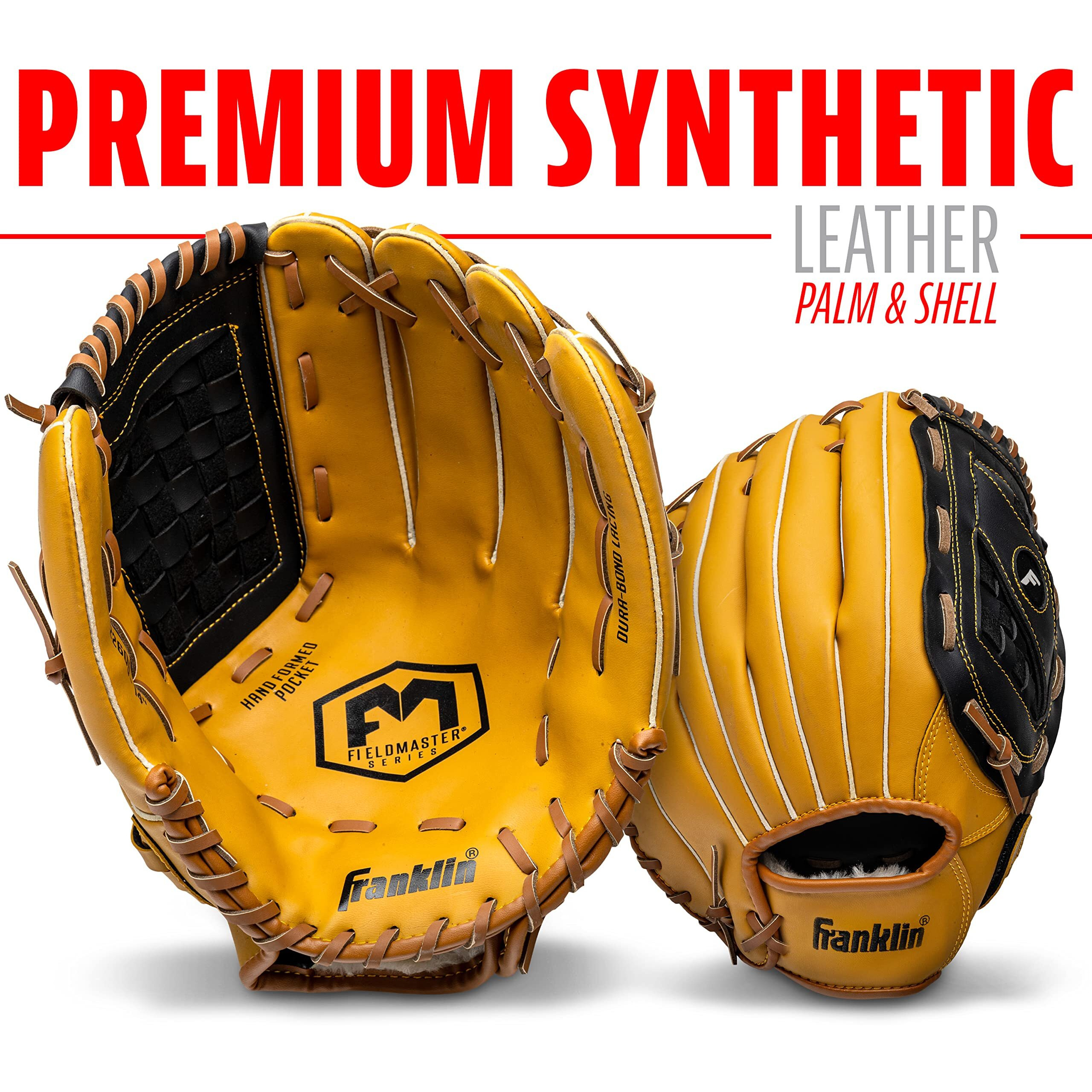 Franklin Sports Baseball And Softball Glove - Field Master - Baseball And Softball Mitt Tan, 14"" - Basket Web
