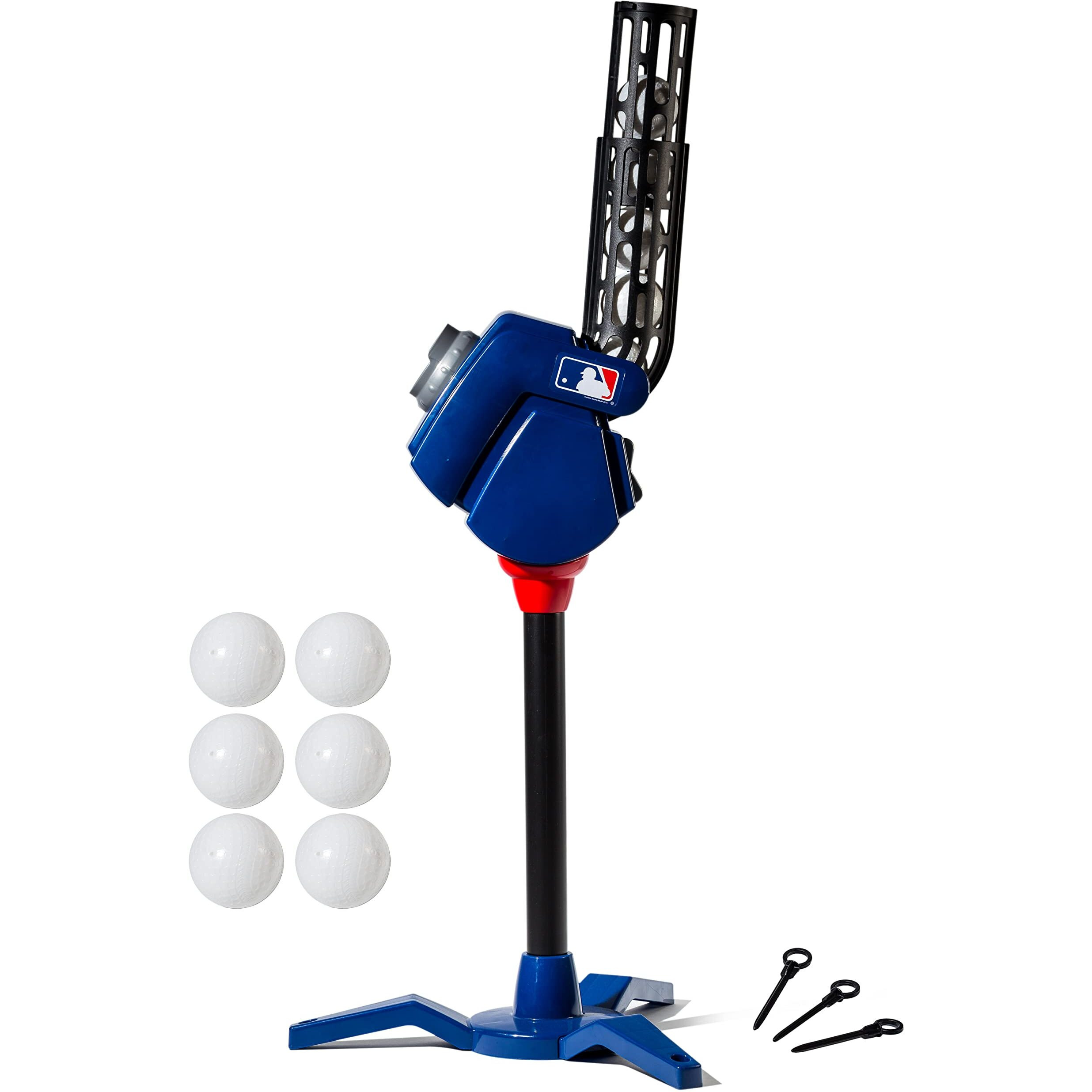 Franklin Sports Baseball Pitching Machine - Adjustable Baseball Hitting & Fielding Practice Machine For Kids - With 6 Baseballs - Great For Practice,Blue