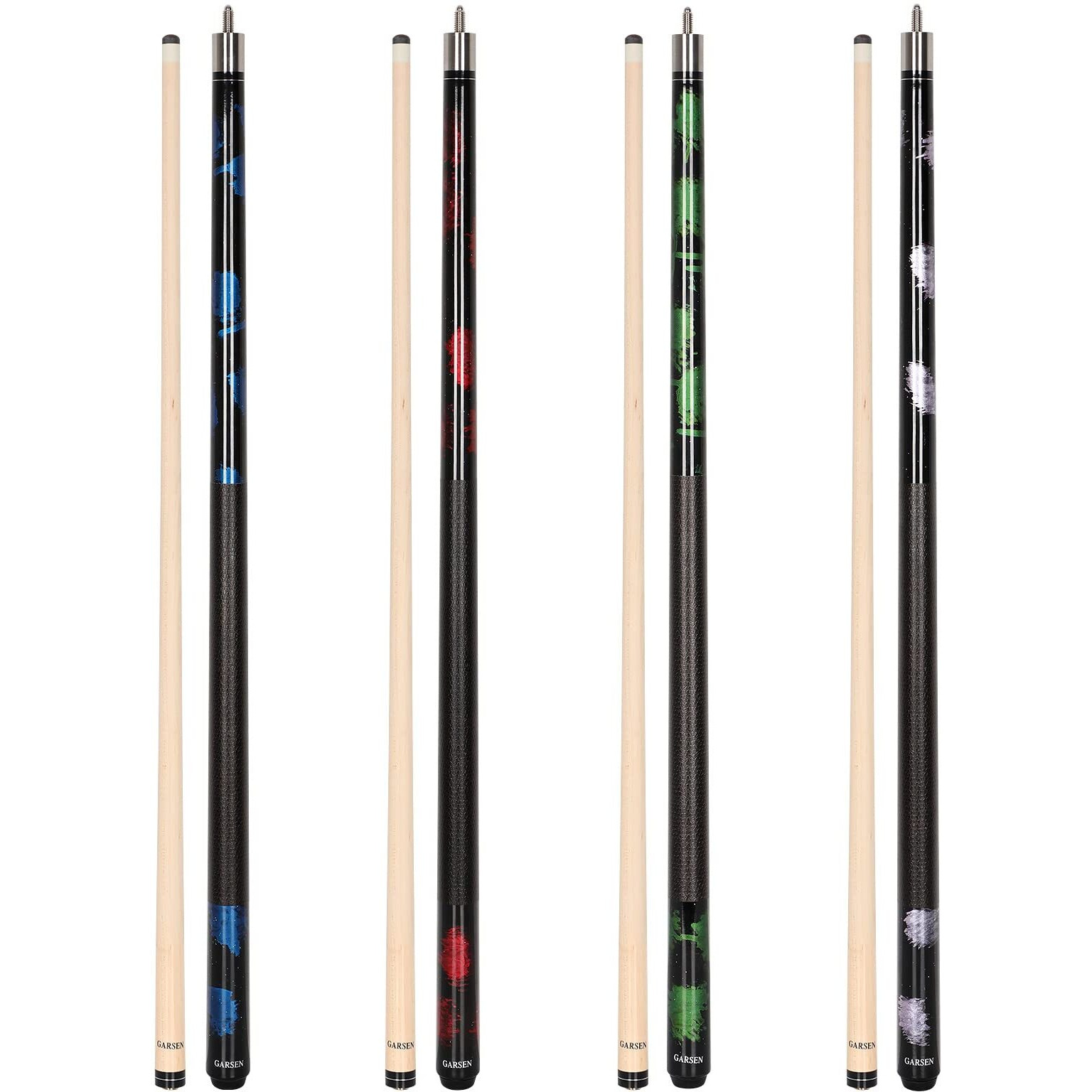 Garsen 4 Pieces Pool Stick Cue Stick 58 Inch 18 Oz 19 Oz 20 Oz 21 Oz Billiard House Bar Pool Cue