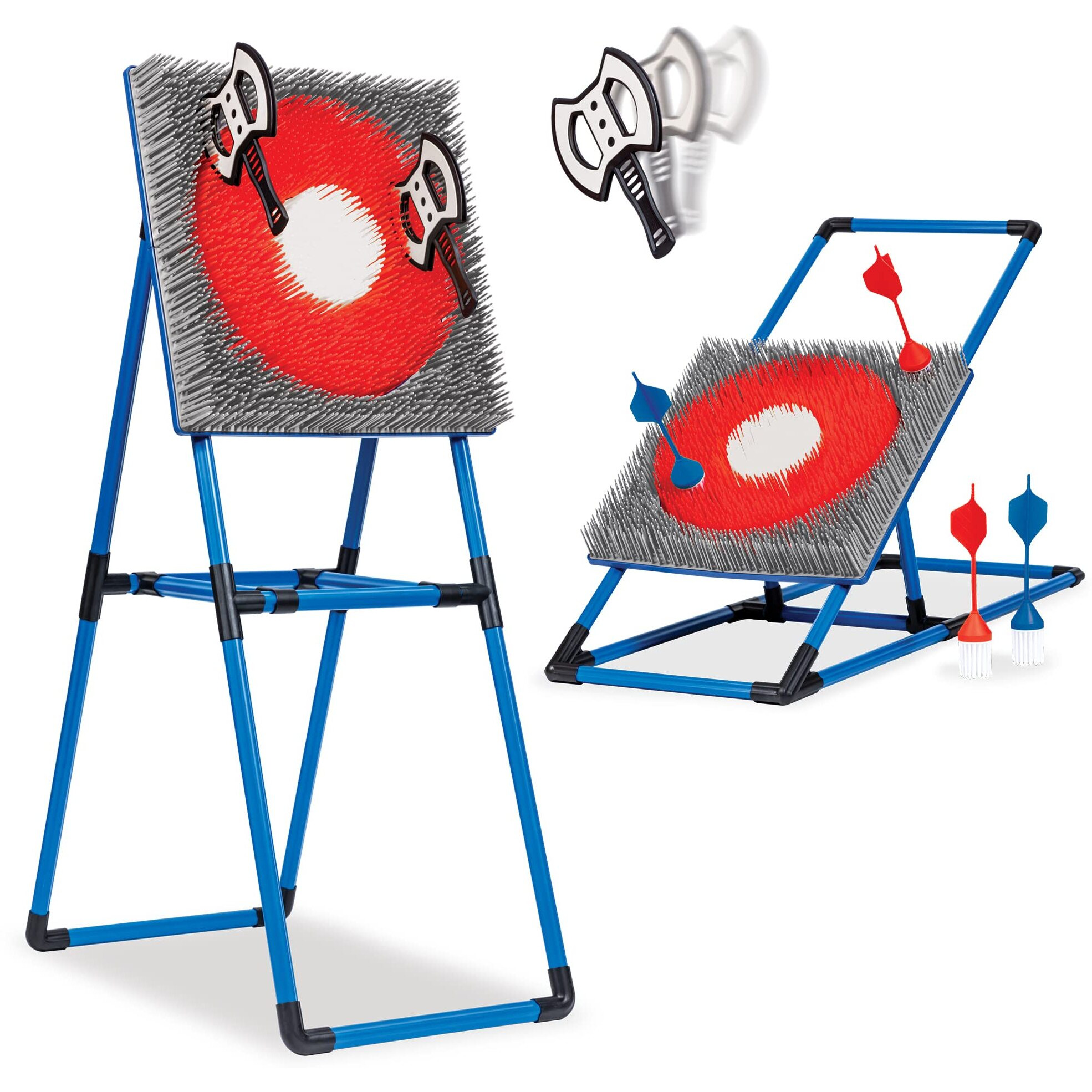 Eastpoint Sports Axe Throwing & Lawn Darts Target Game Set - 2 Great Outdoor Games For Backyard Fun - Includes 3 Throwing Axes And 4 Bristle Lawn Darts